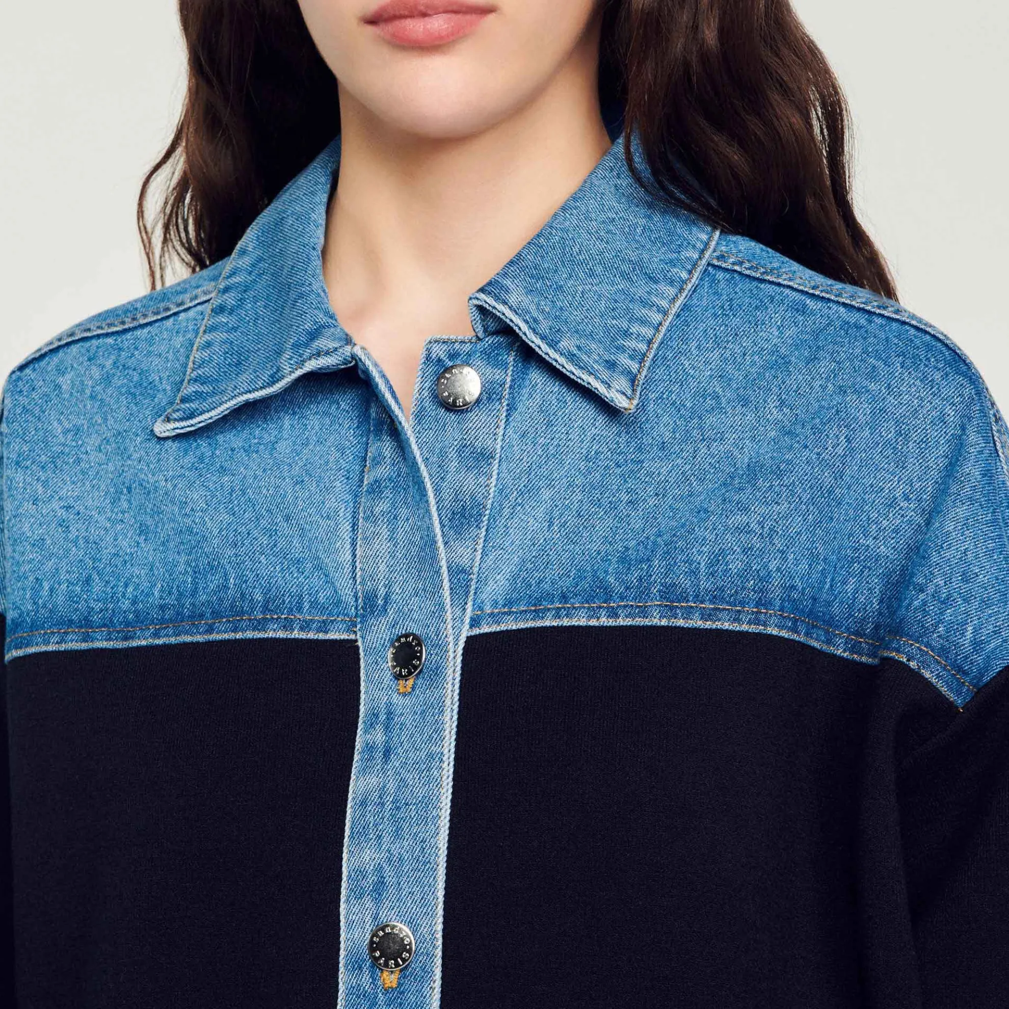 Bi-materiaal Cardi-coat In Blazerstijl