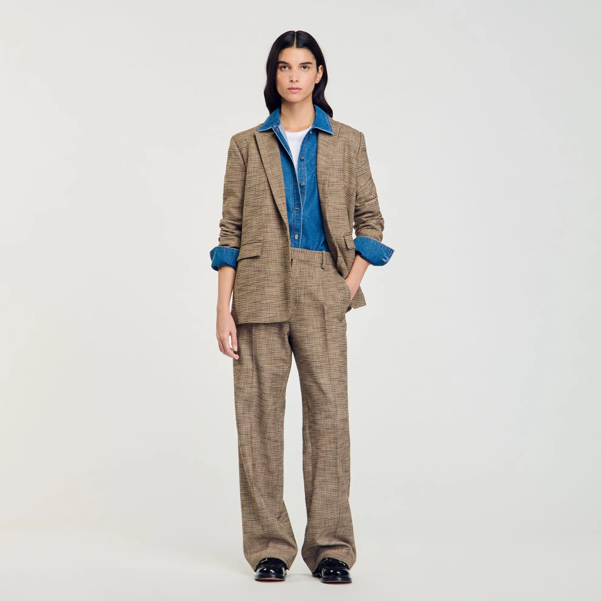 Broek Met Pied-de-poule Motief