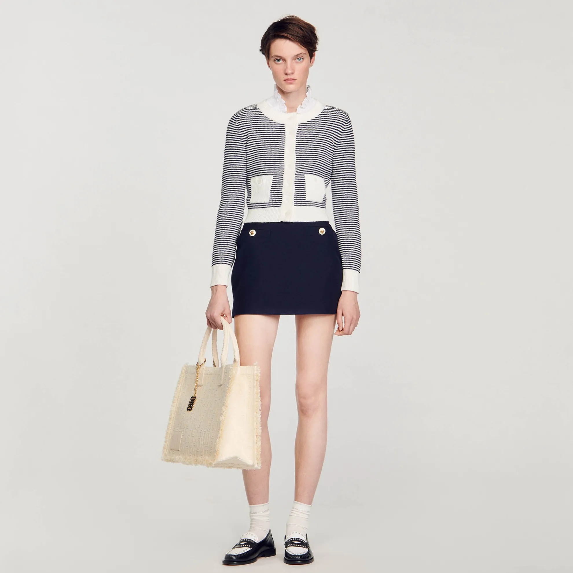 Cardigan Van Gebreide Bouclé Stof