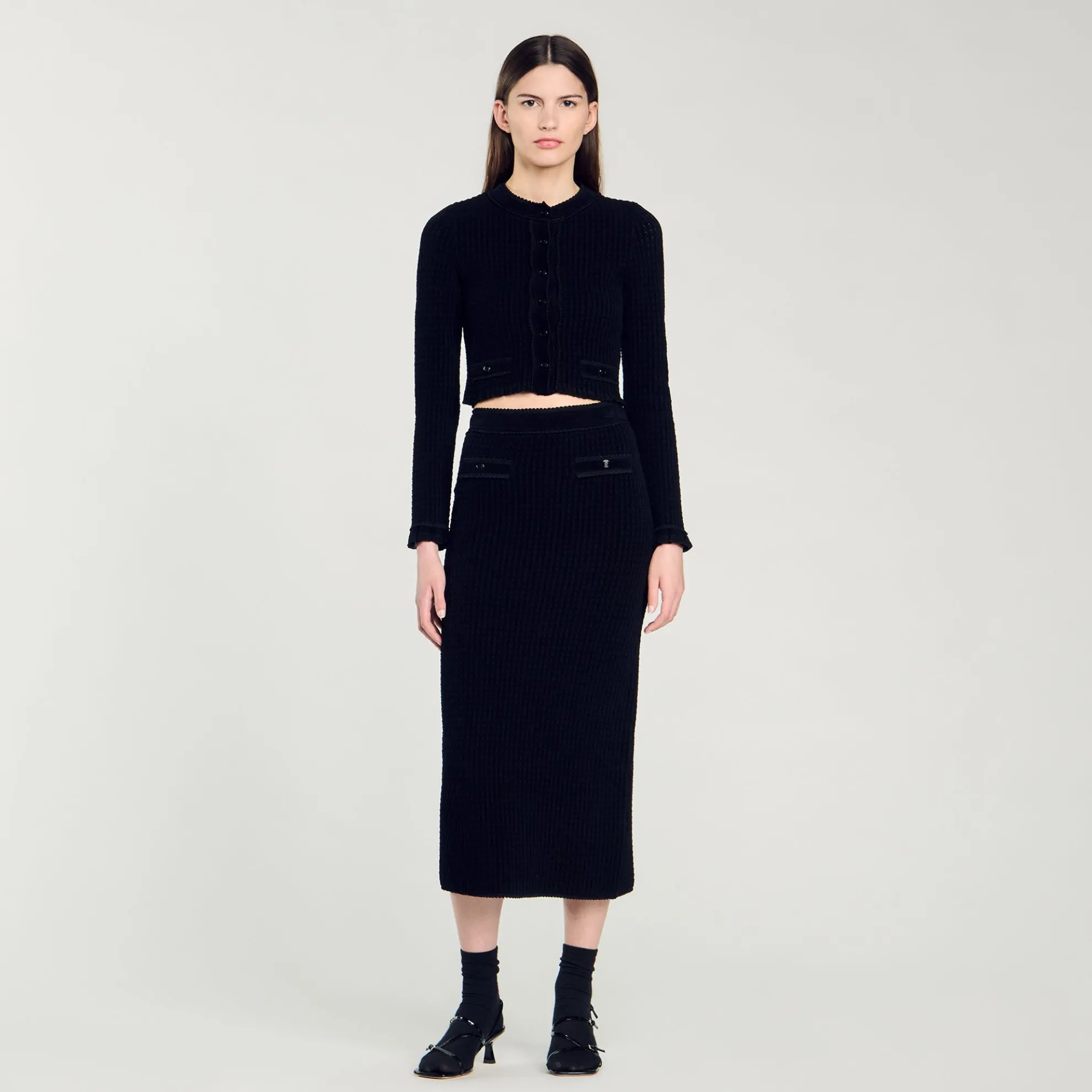 Cardigan Vest Kort Gebreid Velours