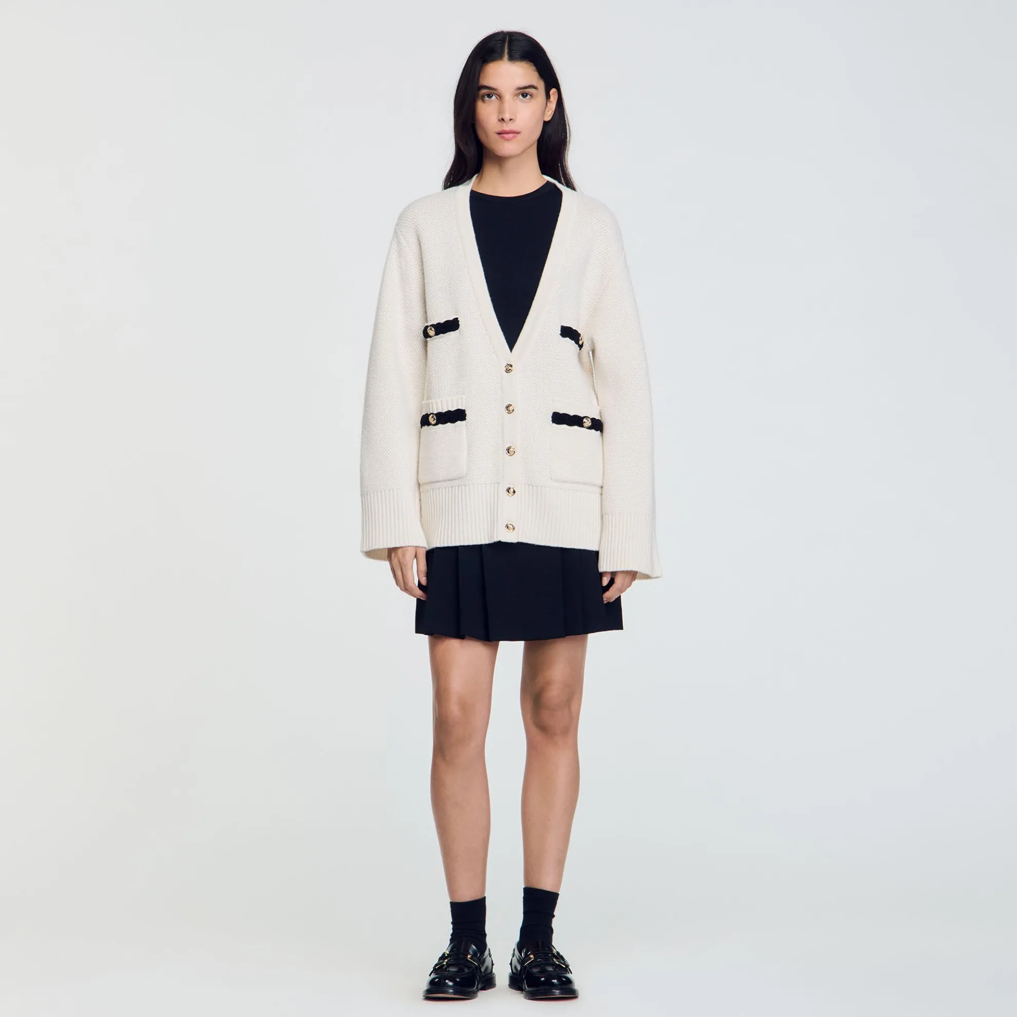 Cardigan Vest Lang Wol