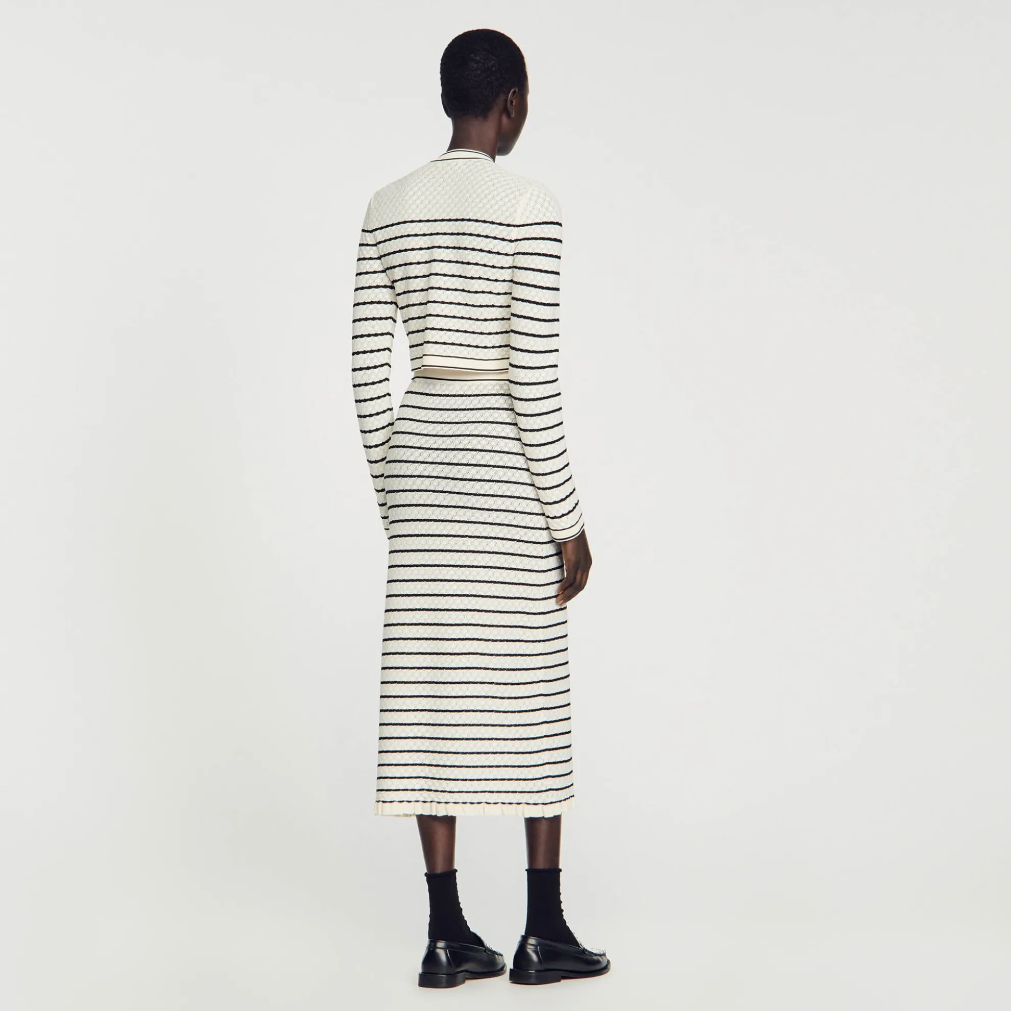 Gebreide Gestreepte Midi Rok