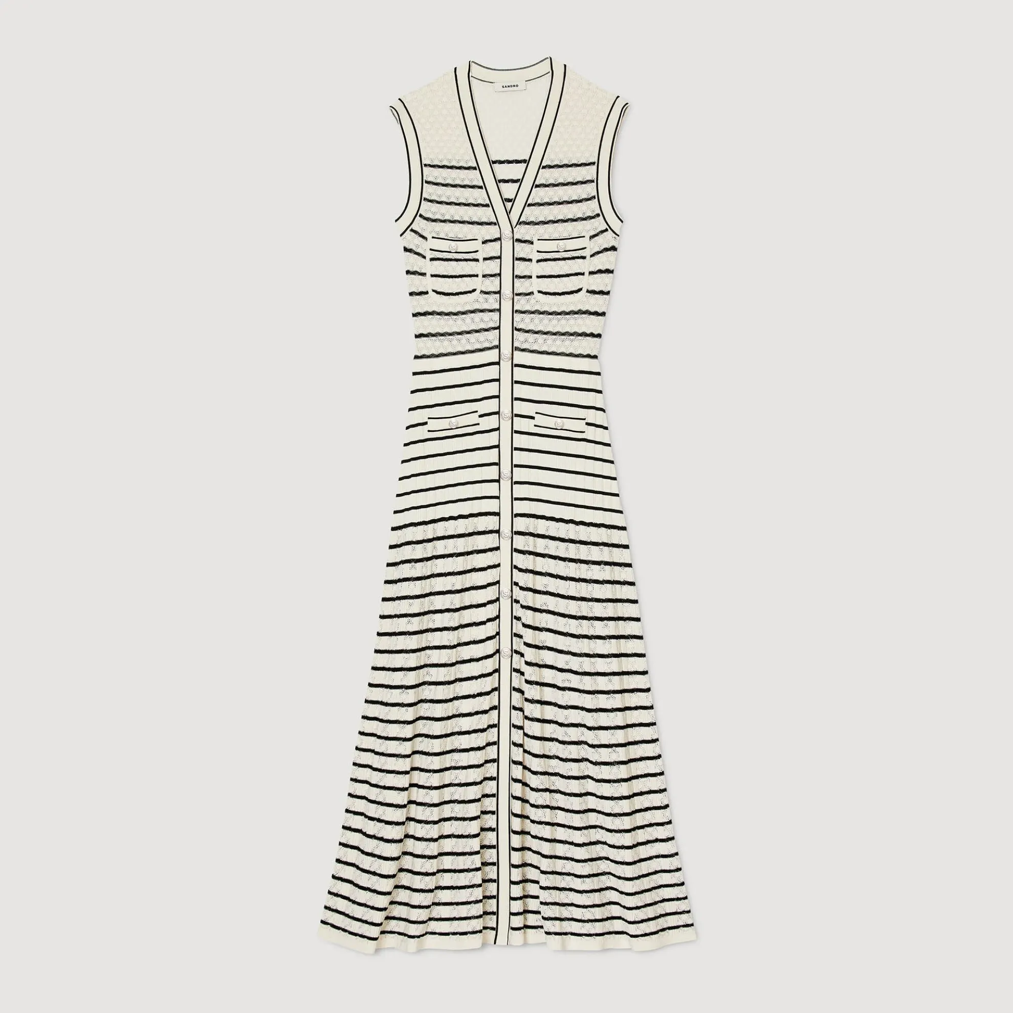 Gebreide Gestreepte Midi Jurk