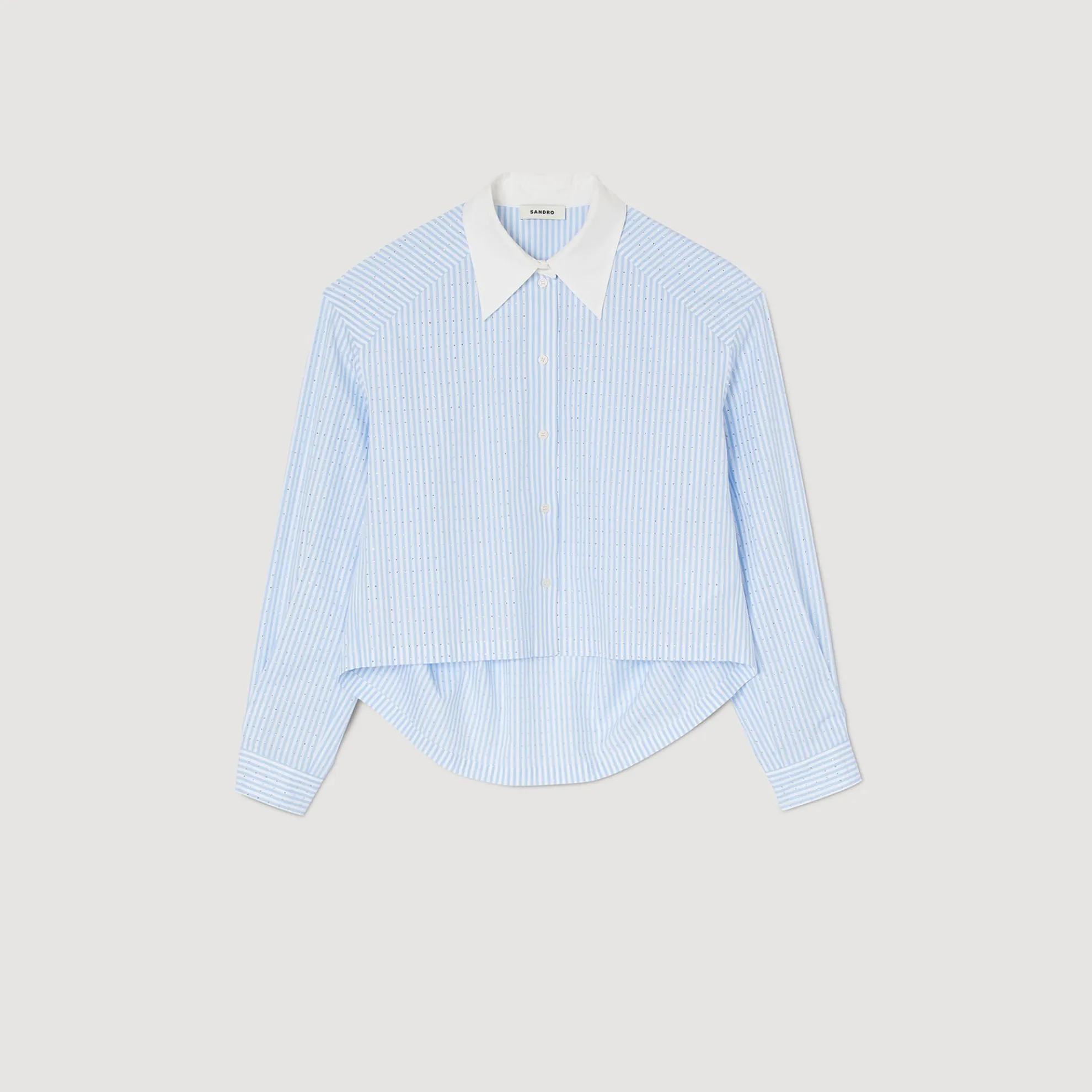 Gestreepte Overhemdblouse Met Stras