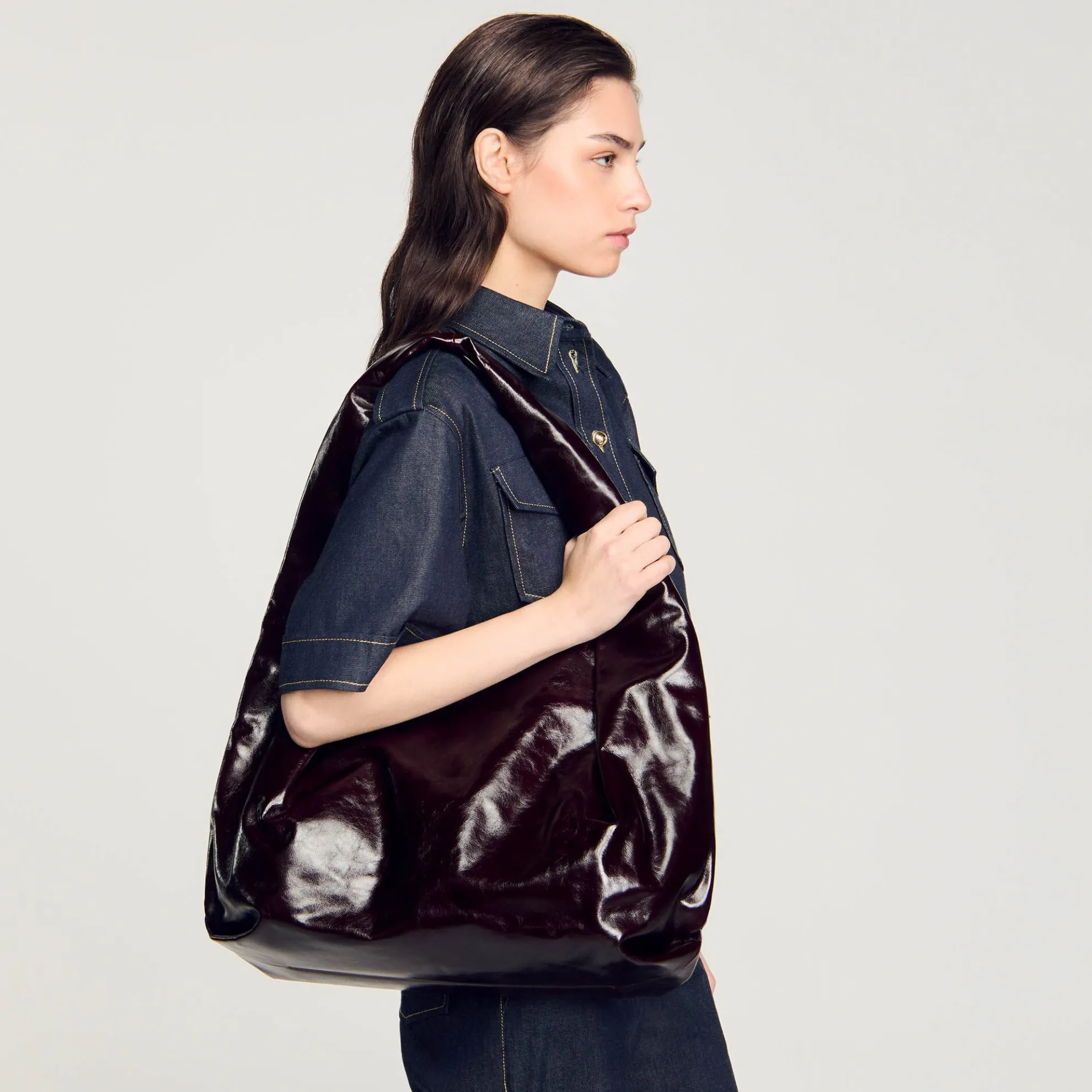 Grote Tas Van Glanzend Leer