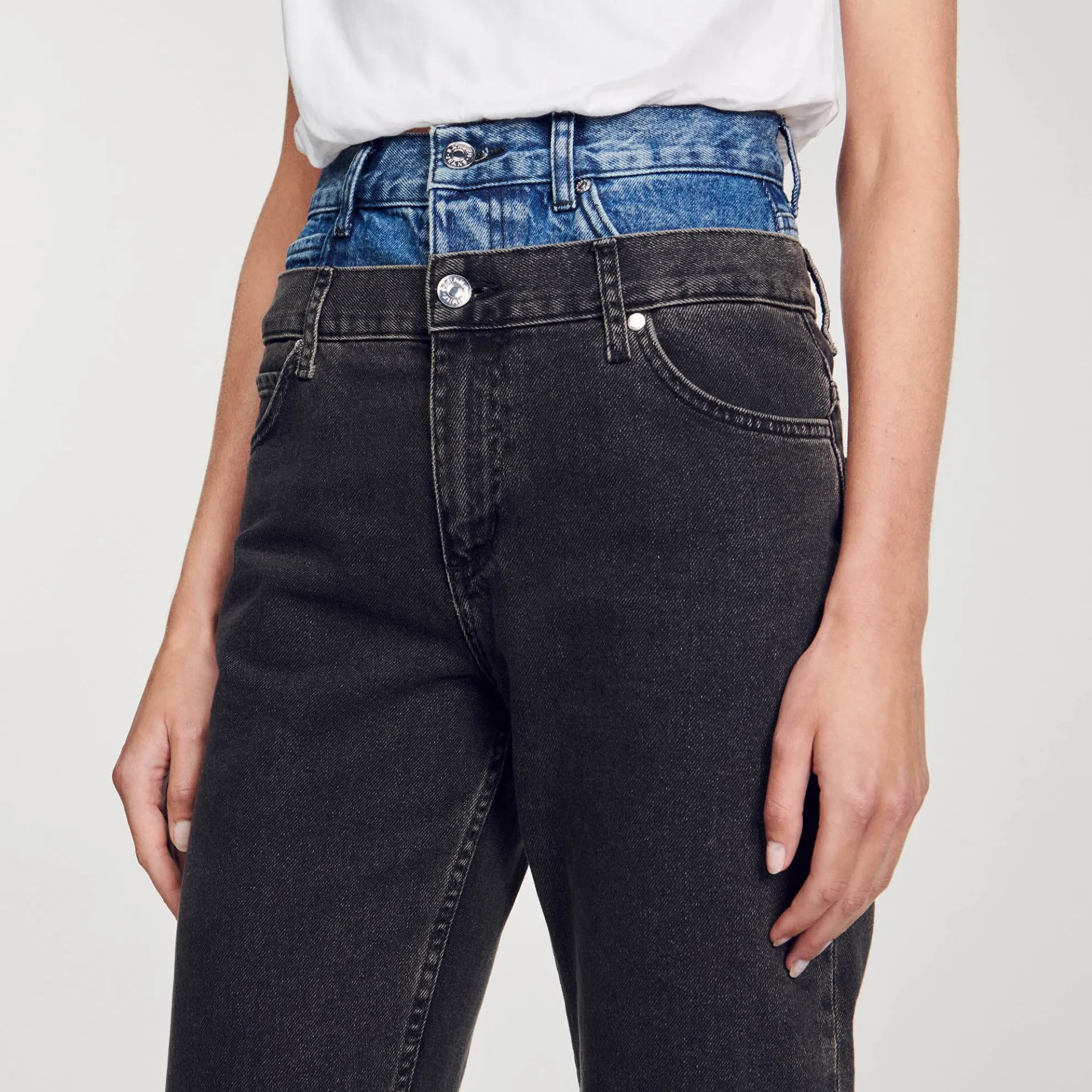 Jeans Met Dubbele Tweekleurige Riem