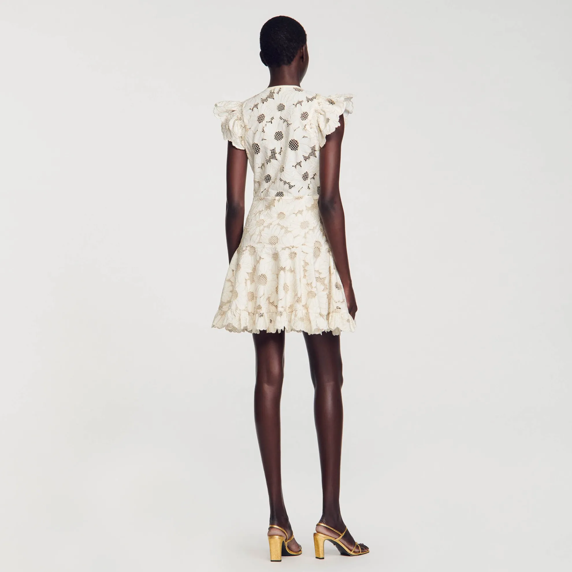 Jurk Kort Guipure Kant Madeliefjes