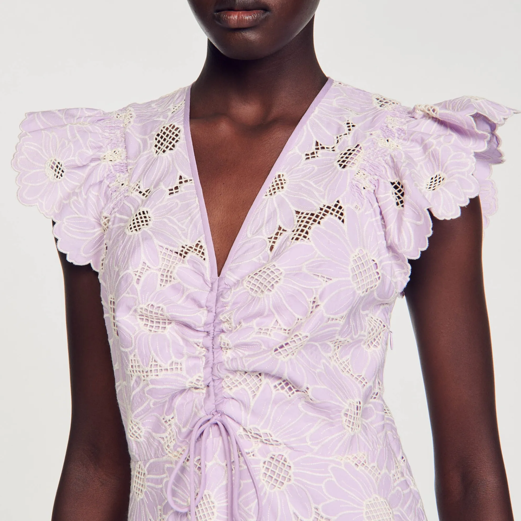 Jurk Kort Guipure Kant Madeliefjes