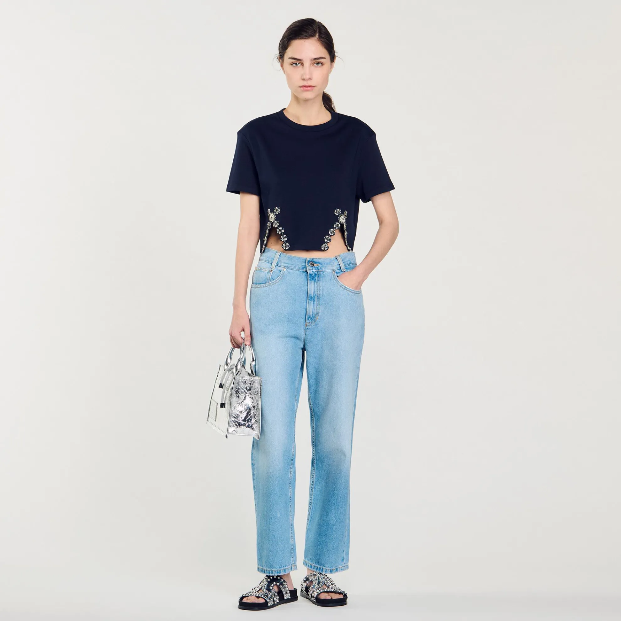 Kort T-shirt Met Stras