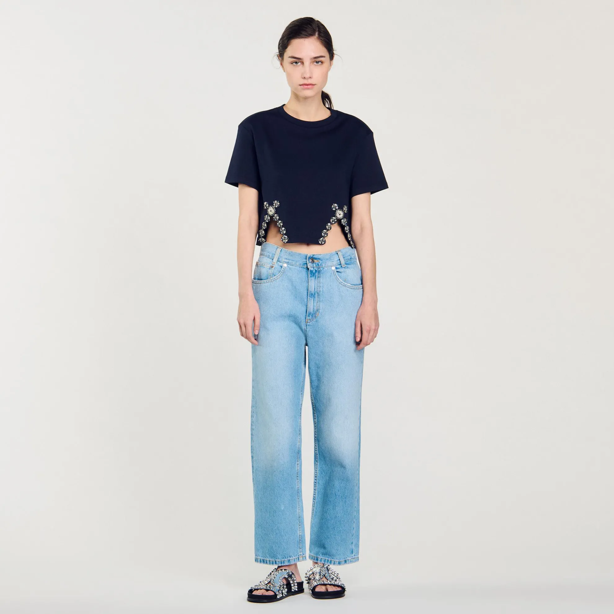 Kort T-shirt Met Stras