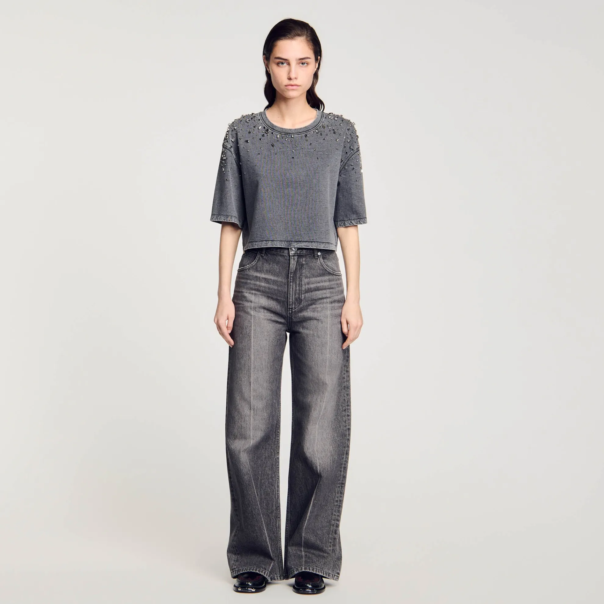 Kort T-shirt Met Stras