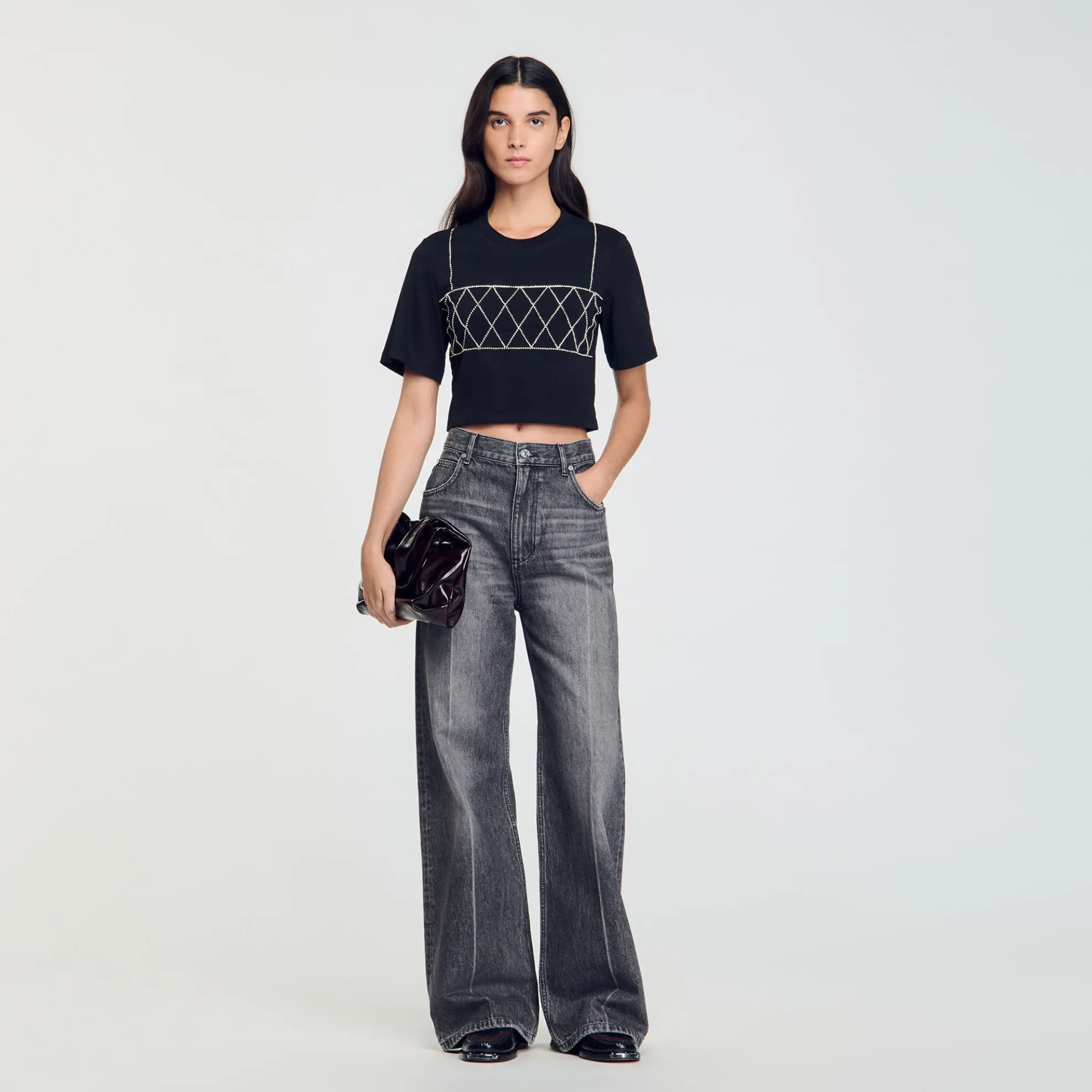 Kort T-shirt Met Stras