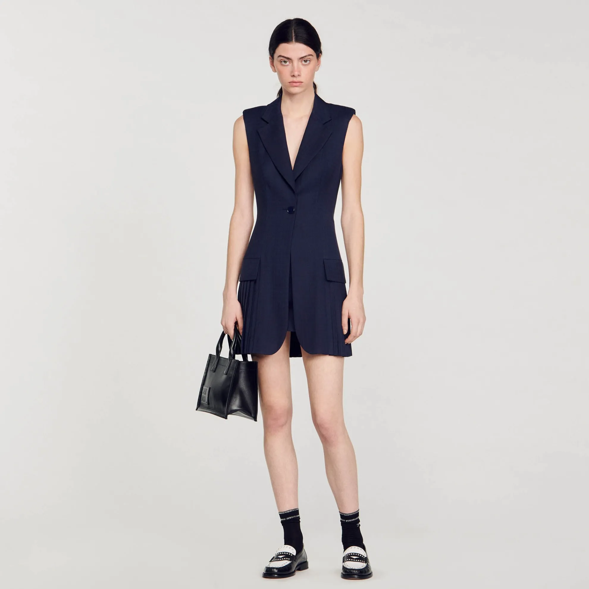 Korte Jurk Blazer Stijl Geplooid