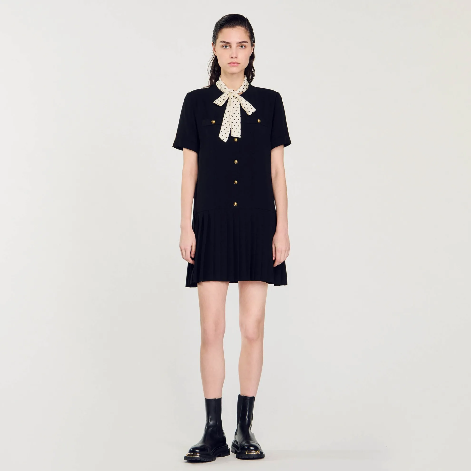 Korte Jurk Stropdas Met Stippen