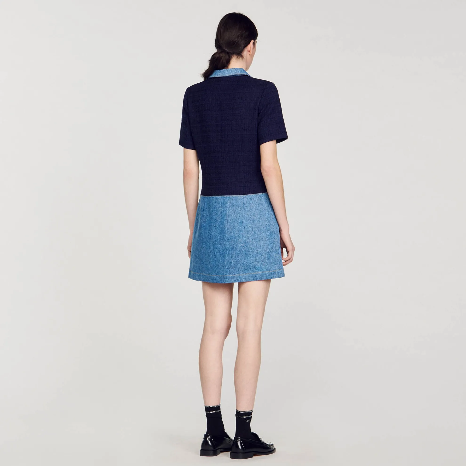 Korte Jurk Tweed En Denim