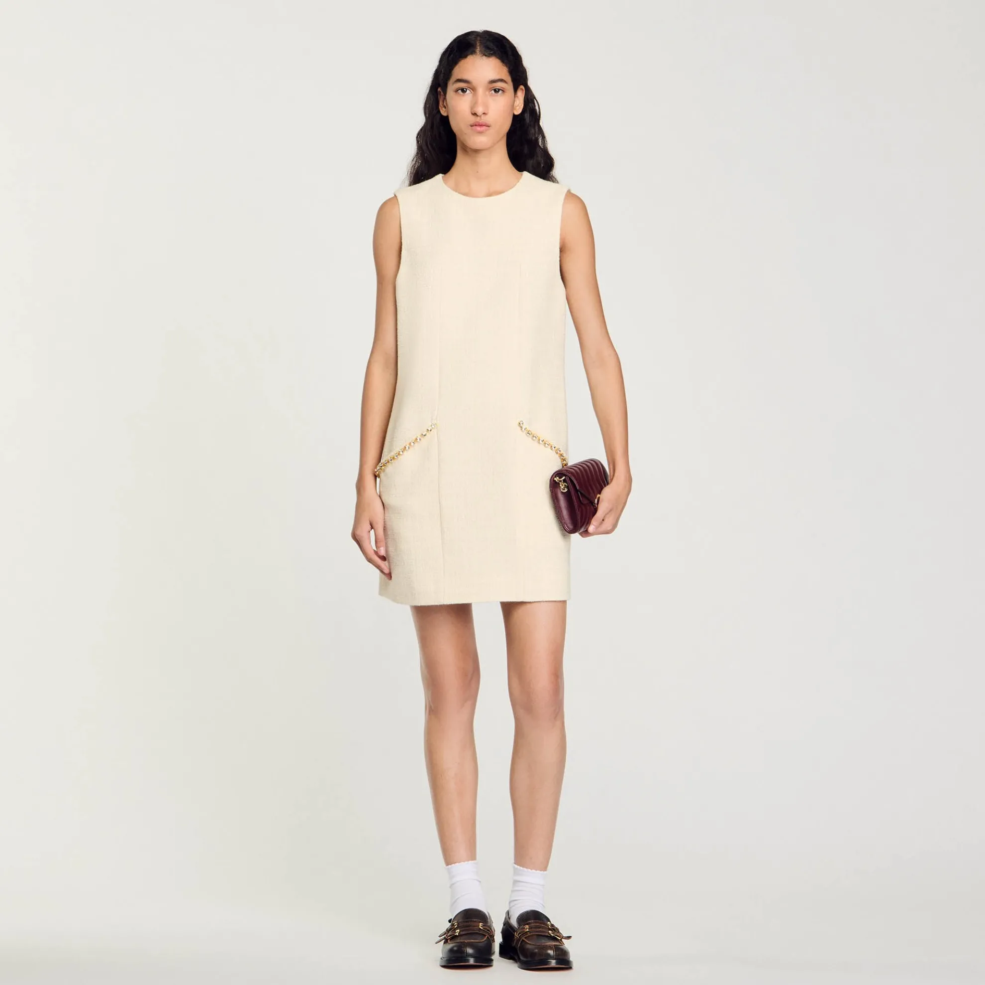 Korte Jurk Van Tweed Met Stras