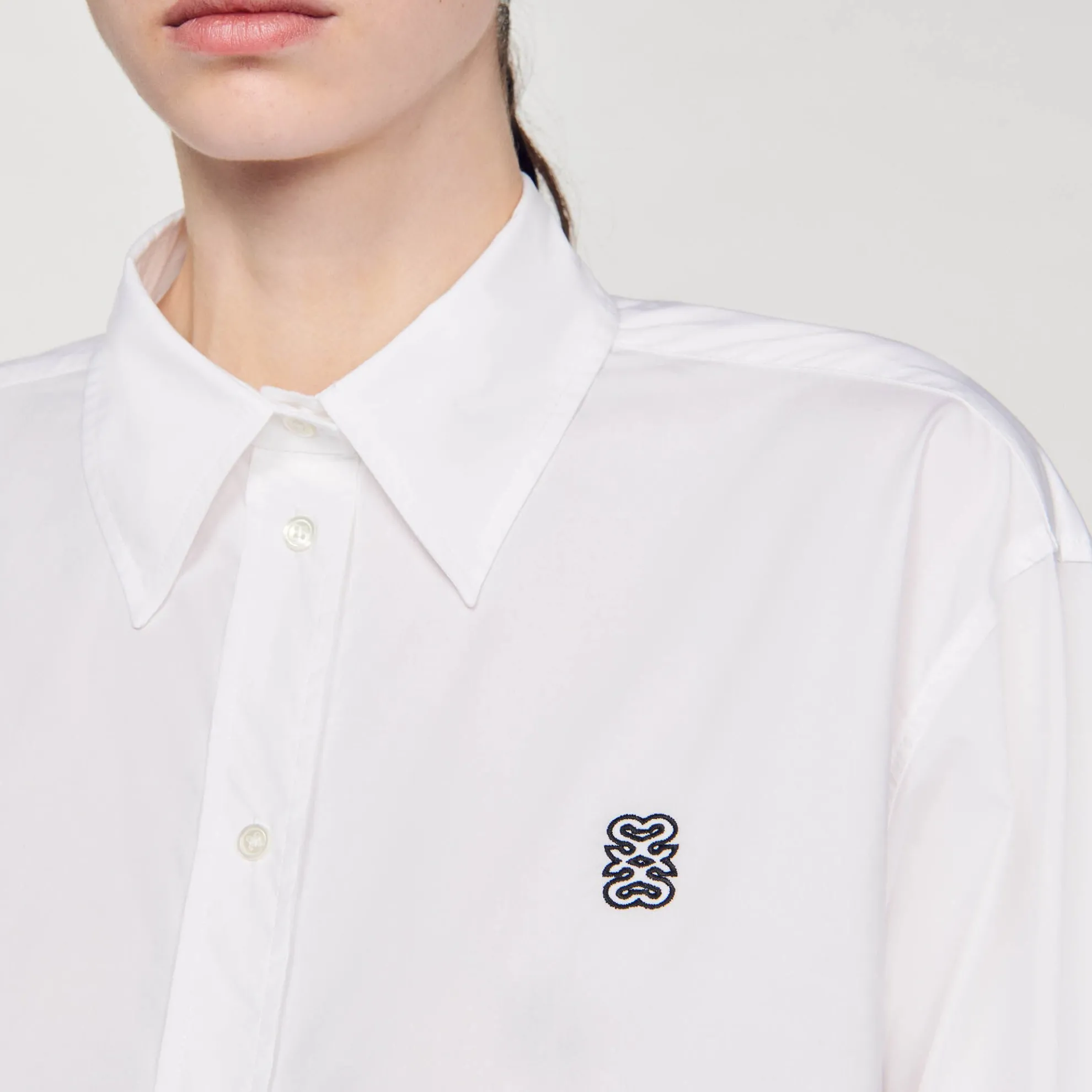 Korte Overhemdblouse Van Popeline Stof