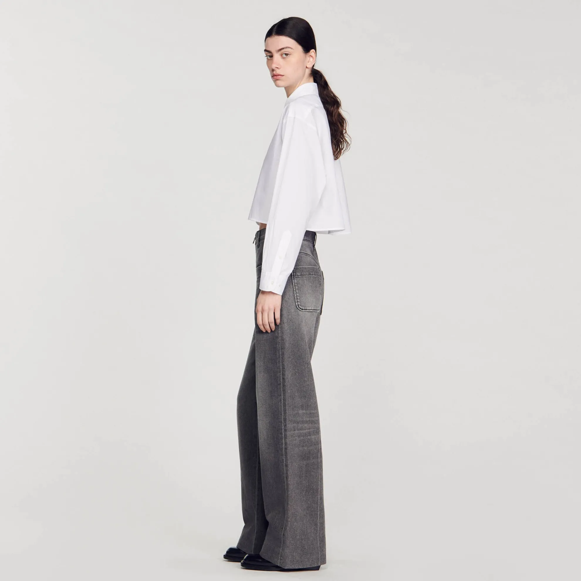 Korte Overhemdblouse Van Popeline Stof