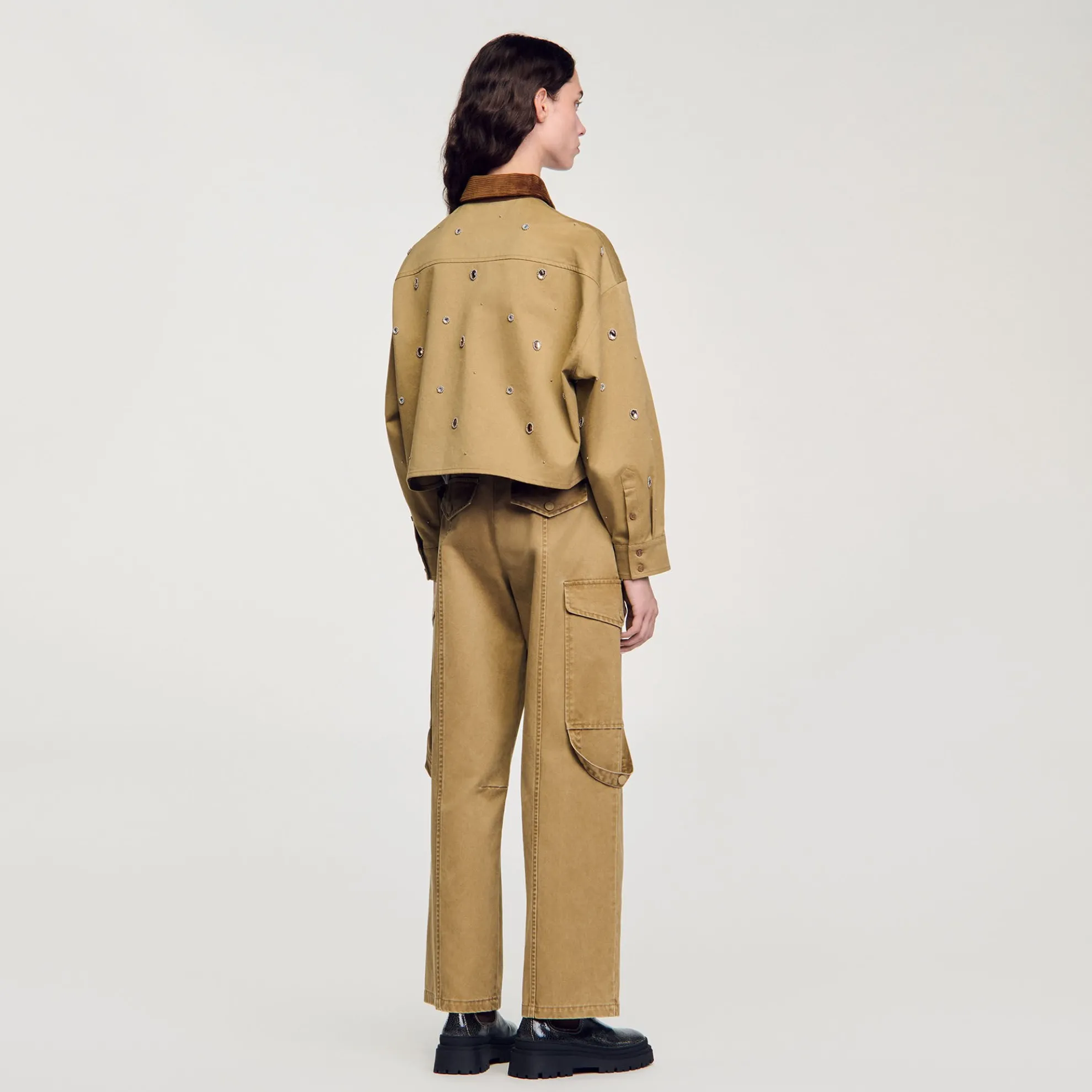 Korte Overhemdblouse Met Stras