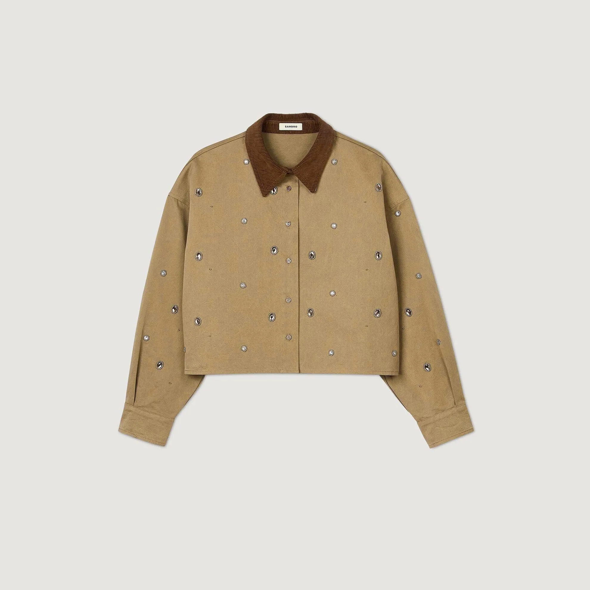 Korte Overhemdblouse Met Stras