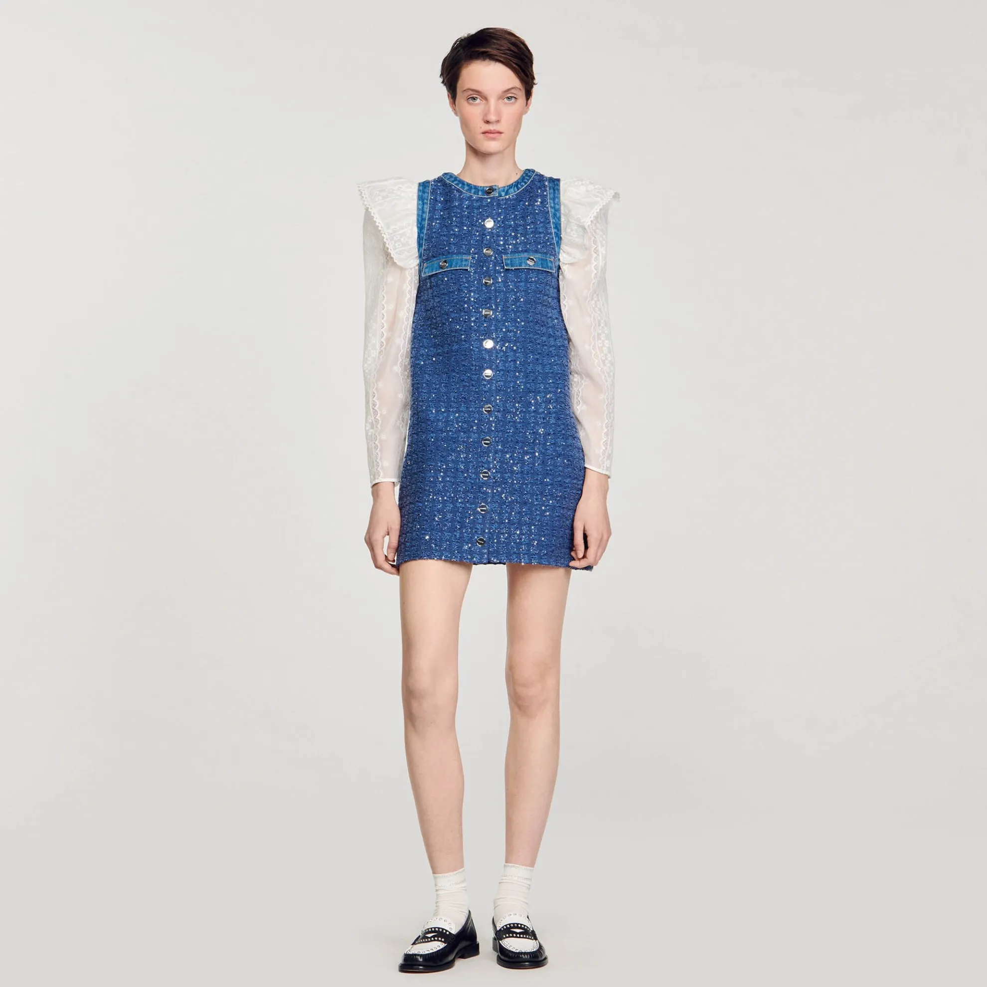 Korte Tweed Trapeze Jurk