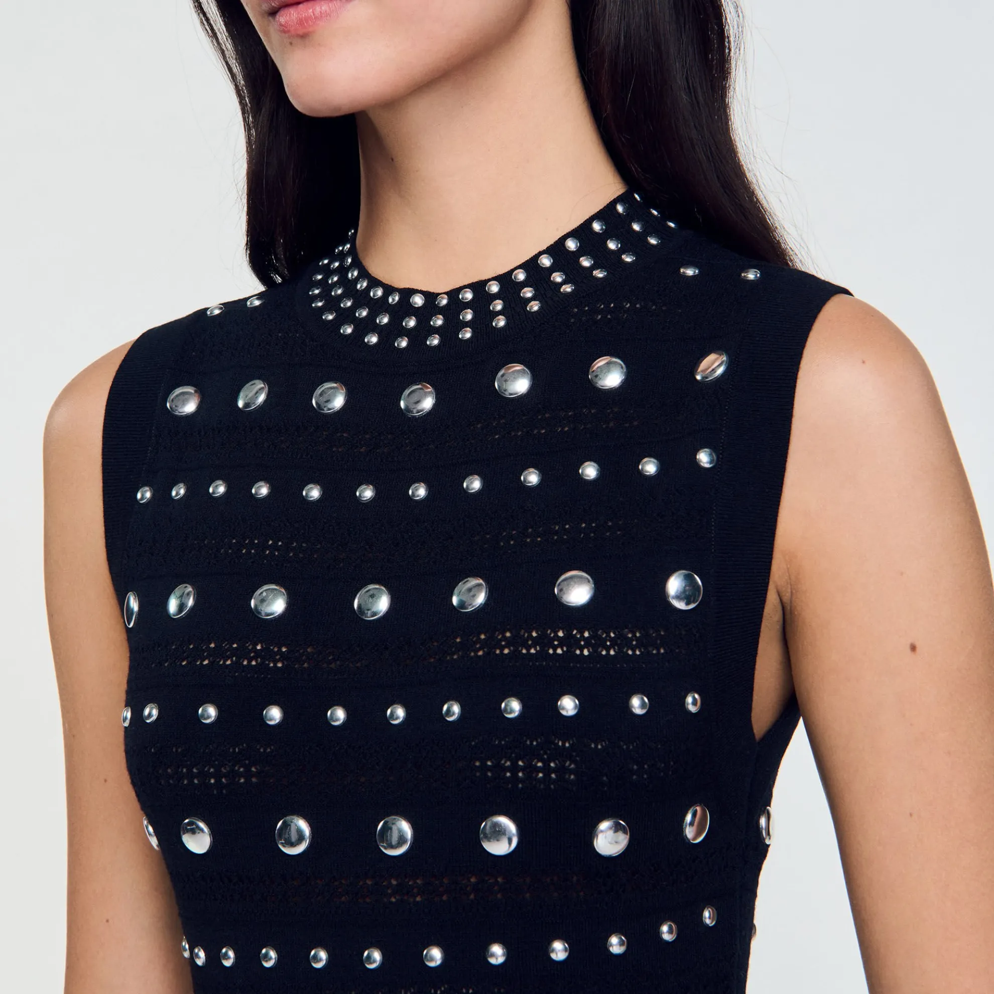 Lange Gebreide Jurk Met Studs