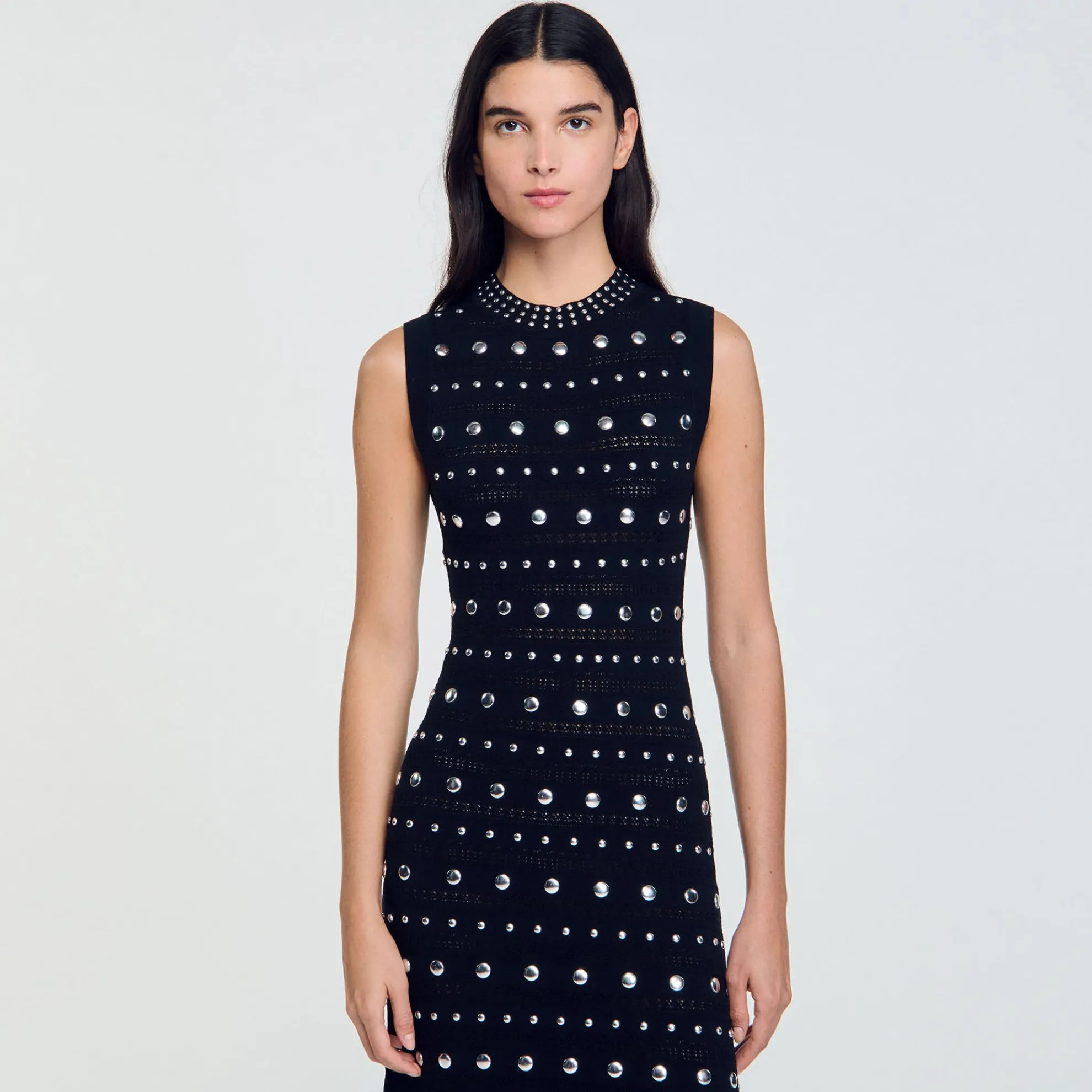 Lange Gebreide Jurk Met Studs