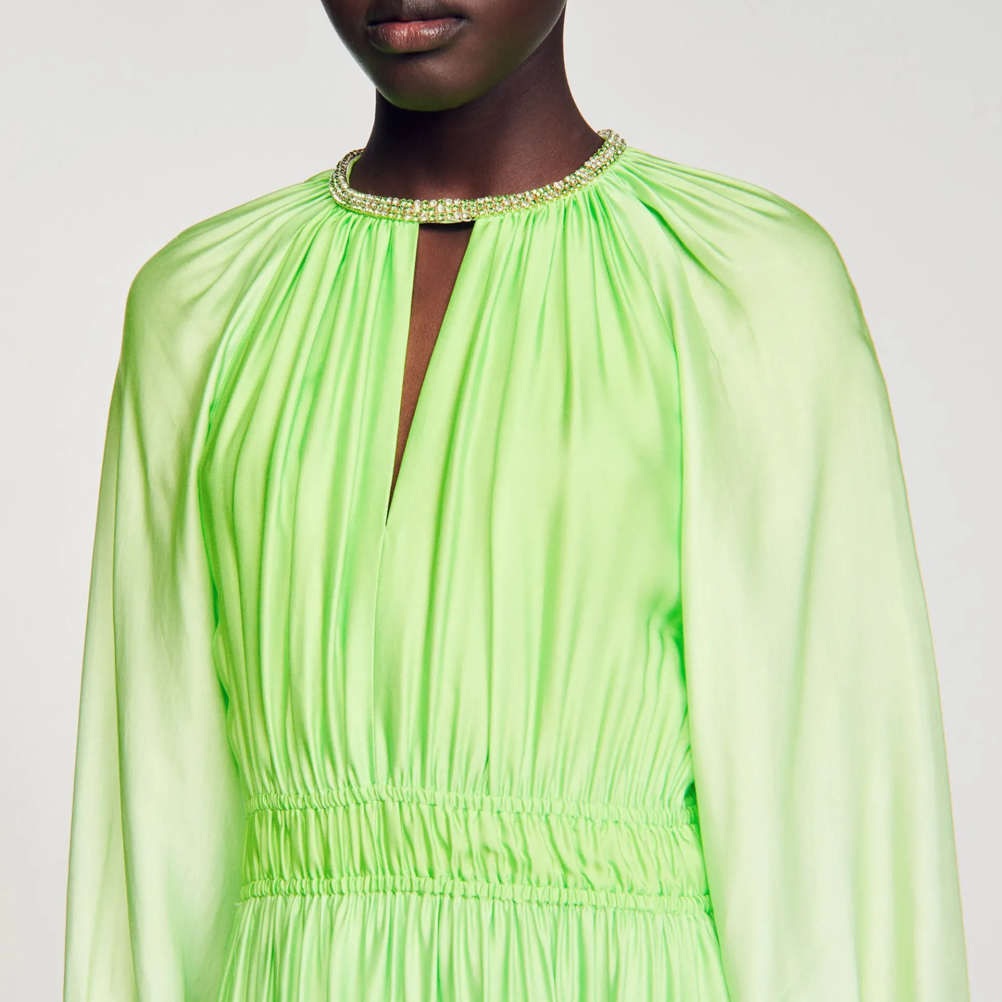 Lange Jurk Hals Met Stras