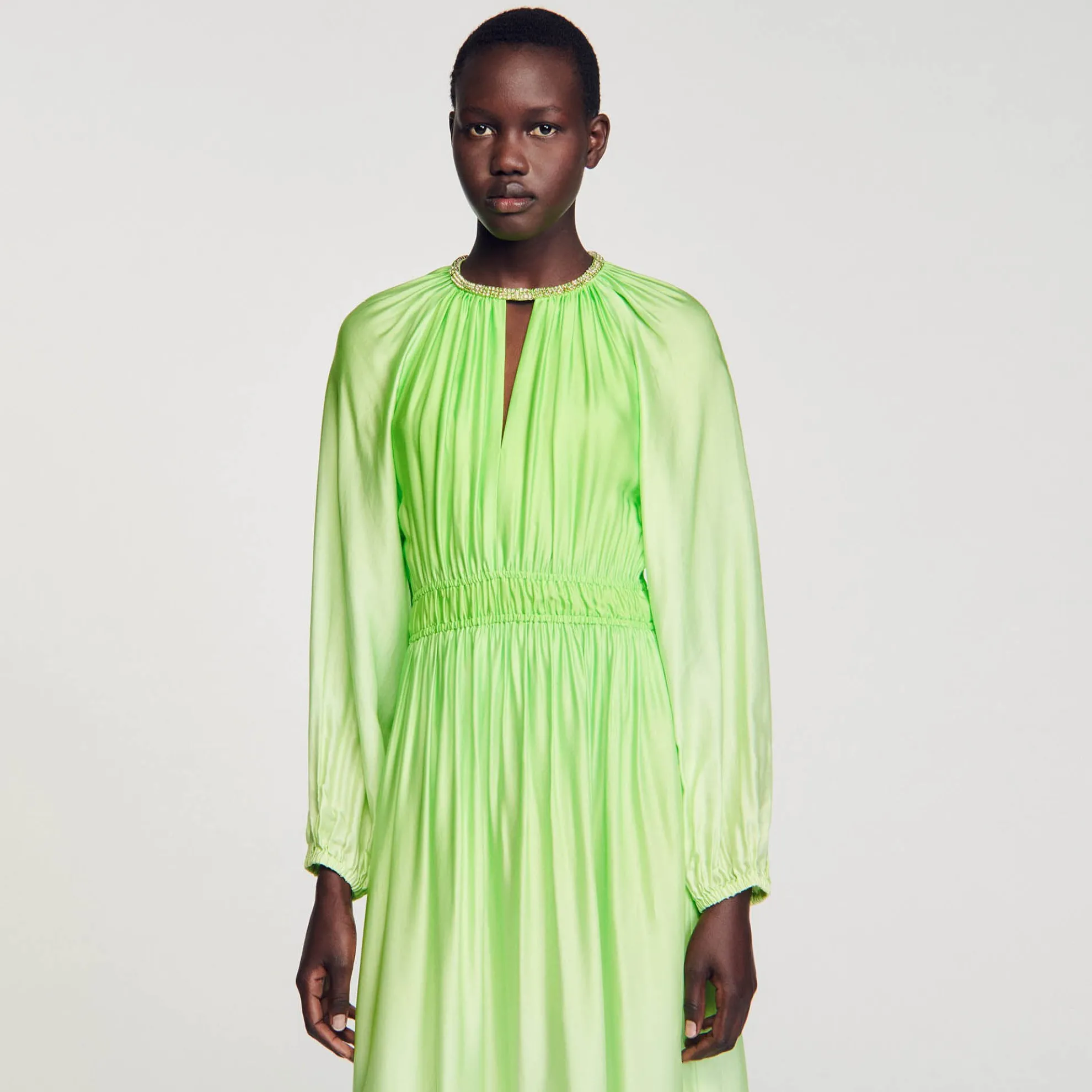 Lange Jurk Hals Met Stras