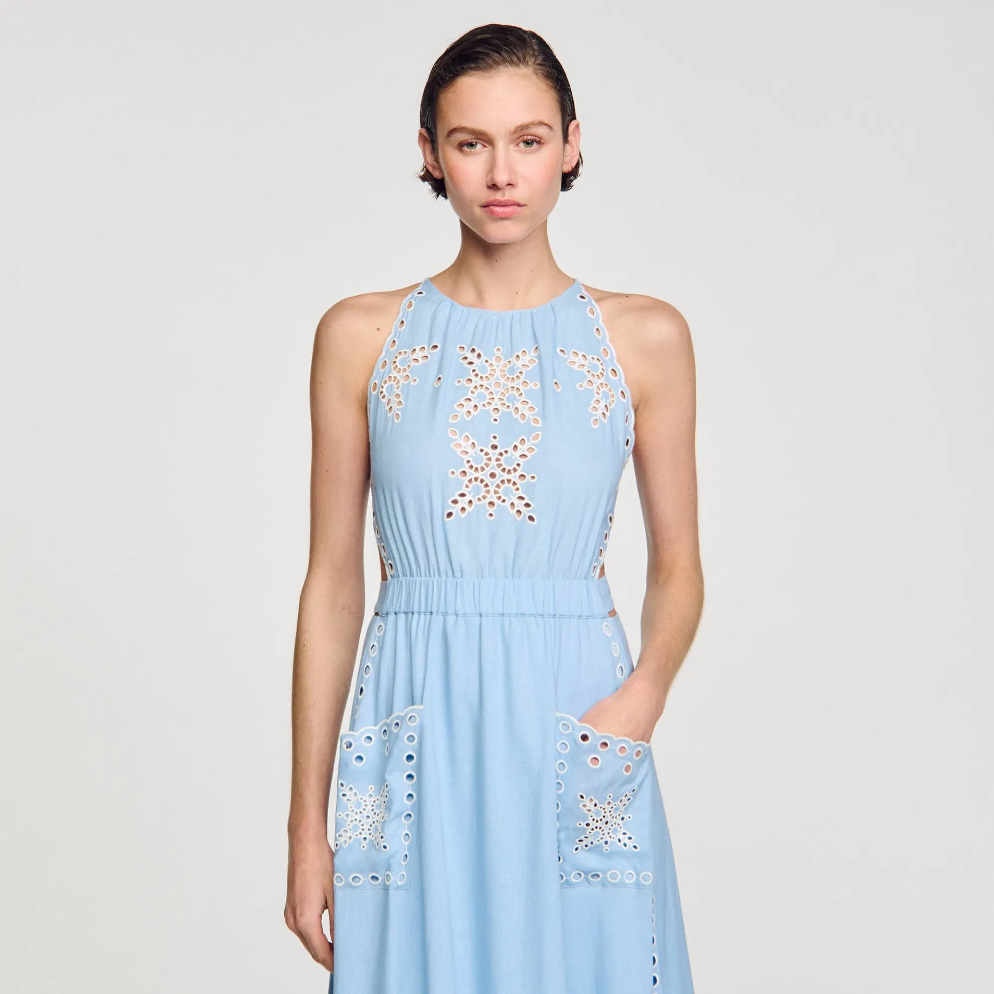 Lange Jurk Met Broderie Anglaise