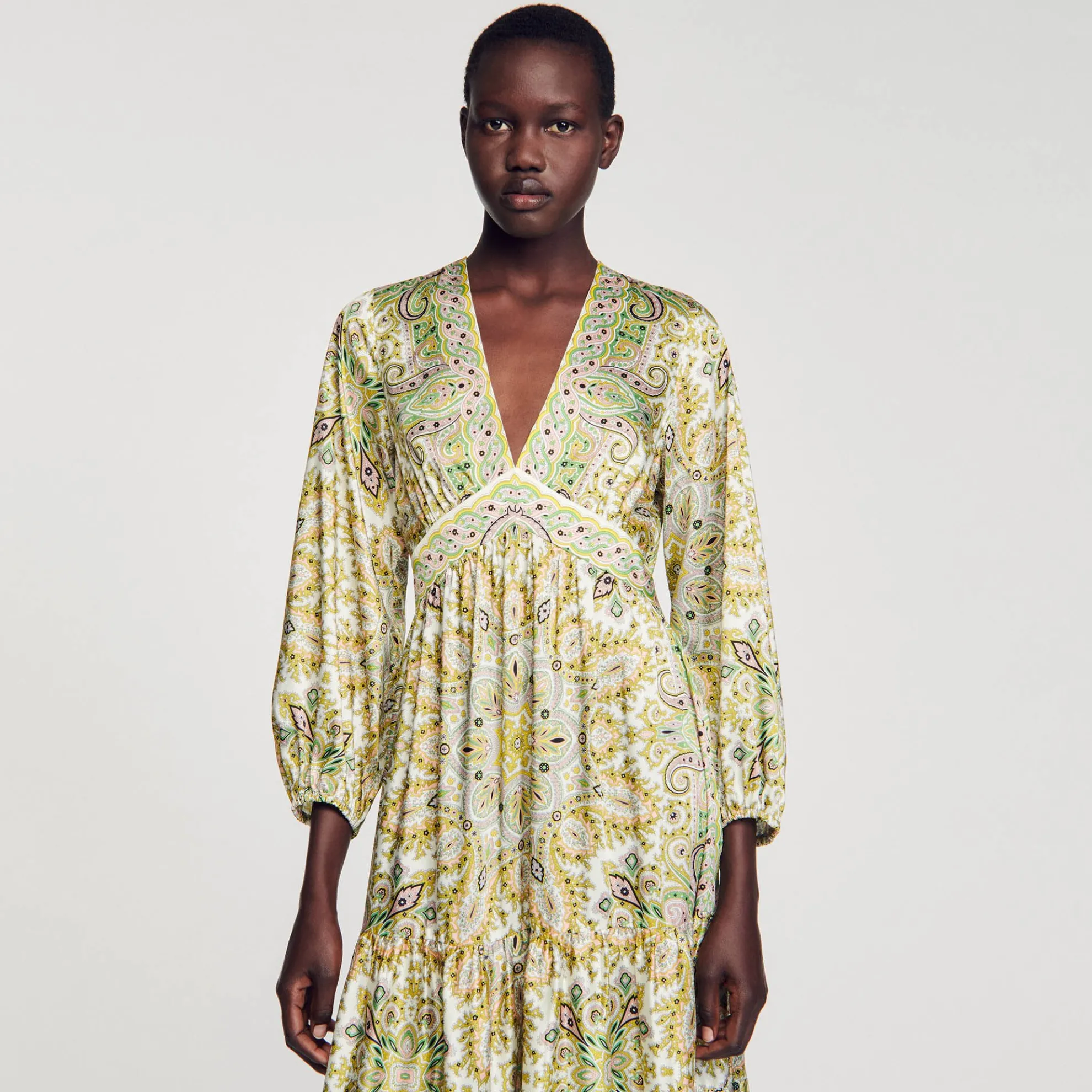 Lange Jurk Met Sjaalprint