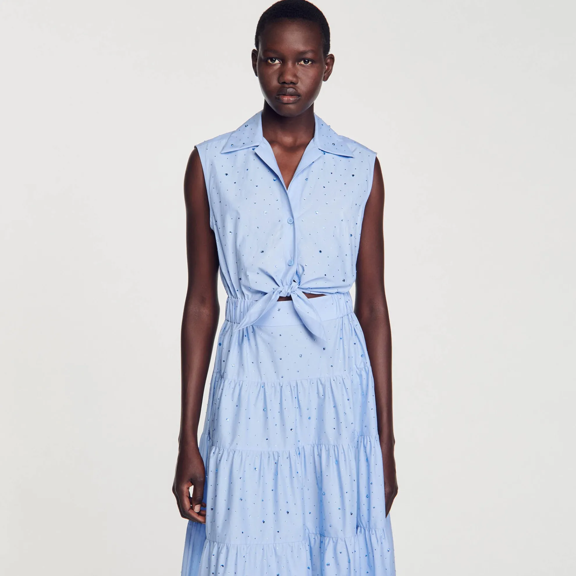 Lange Jurk Striksluiting Met Stras