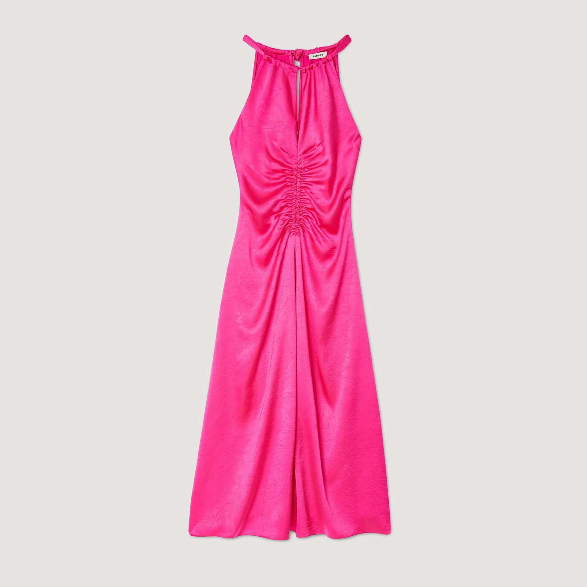 Lange Satijnen Jurk Geplooid