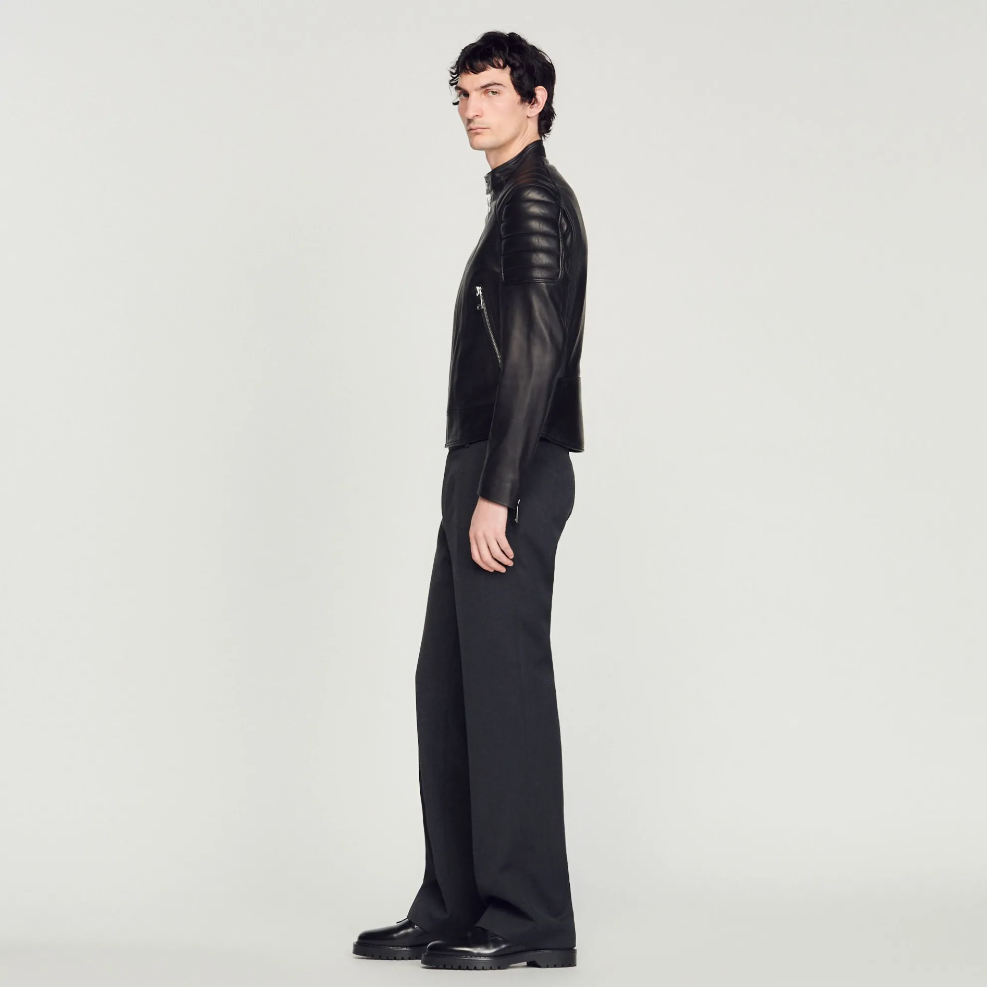 Leren Jack Met Gewatteerde Afwerking