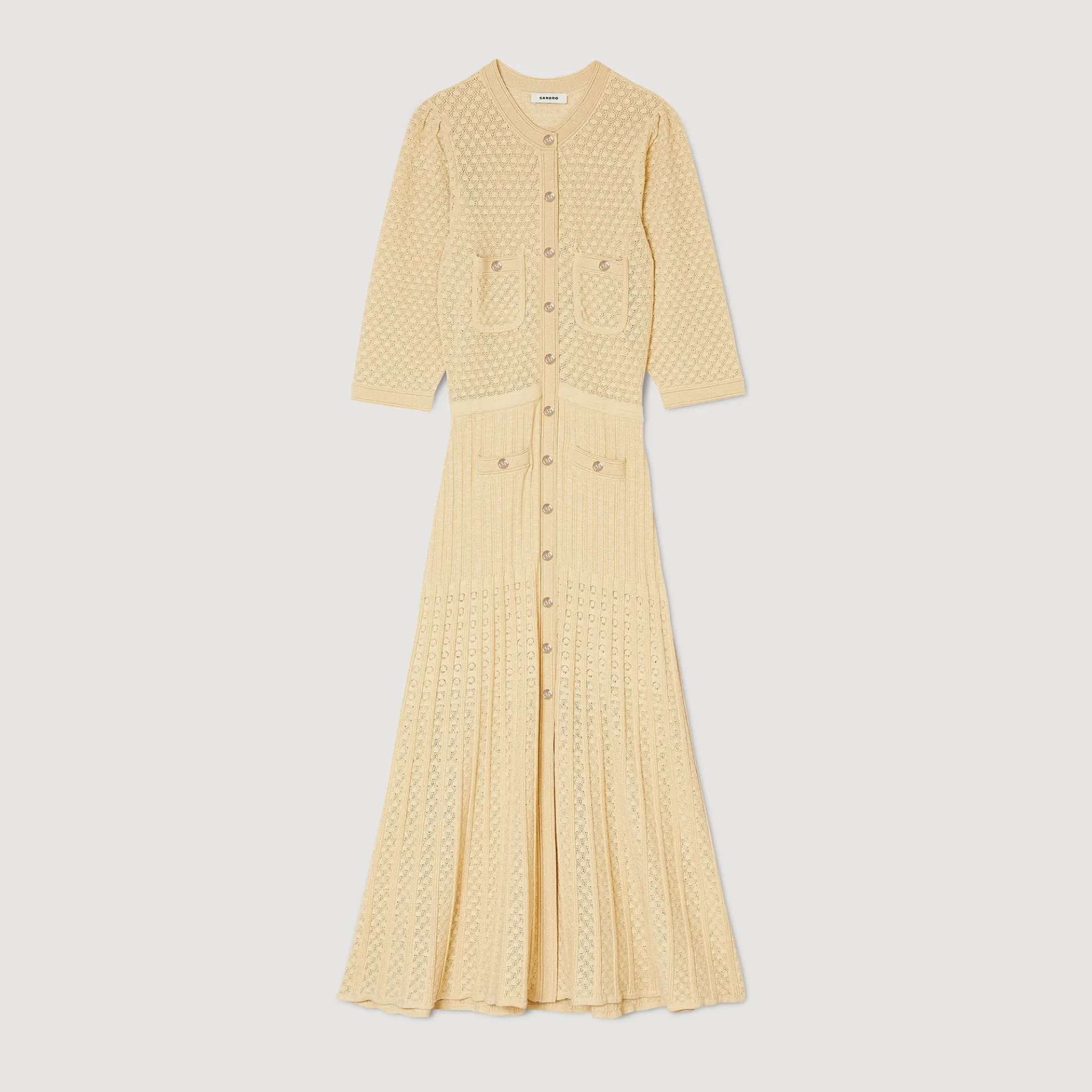 Midi Jurk Pointillé Gebreid