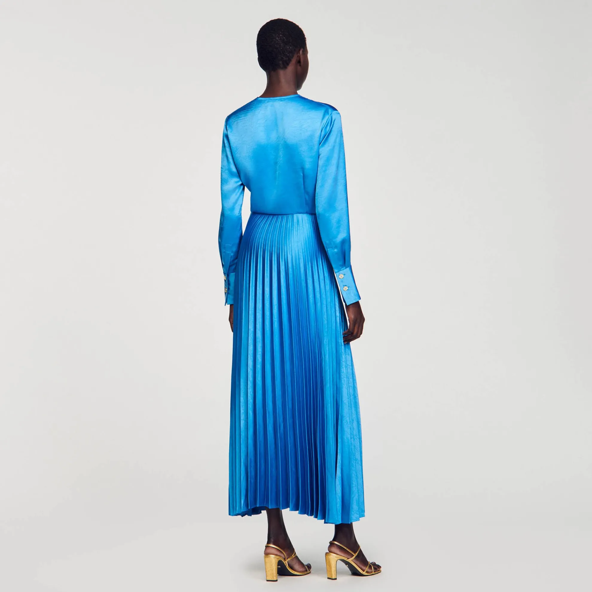 Midi Jurk Satijn Geplooid