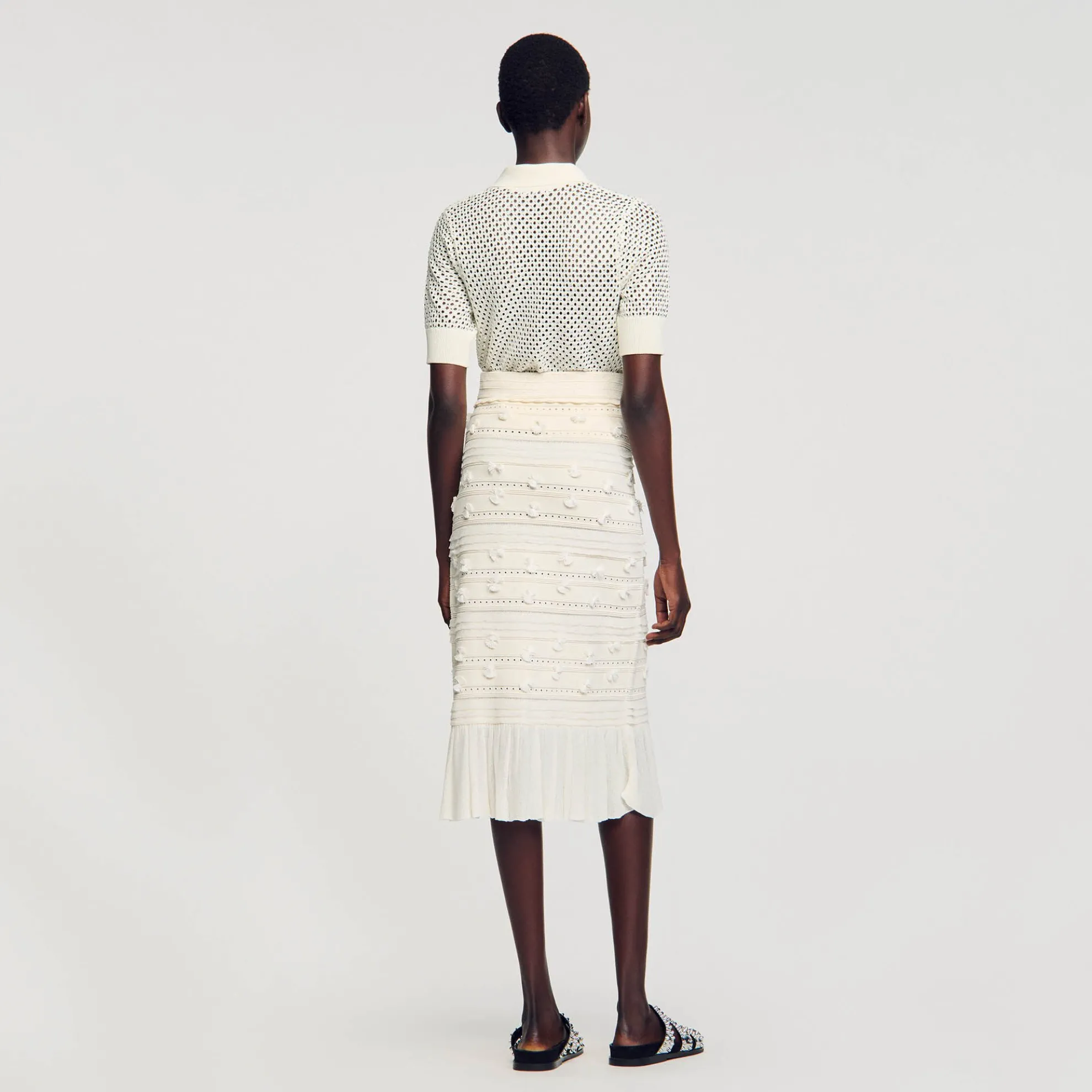 Midi Rok Van Opengewerkt Breiwerk