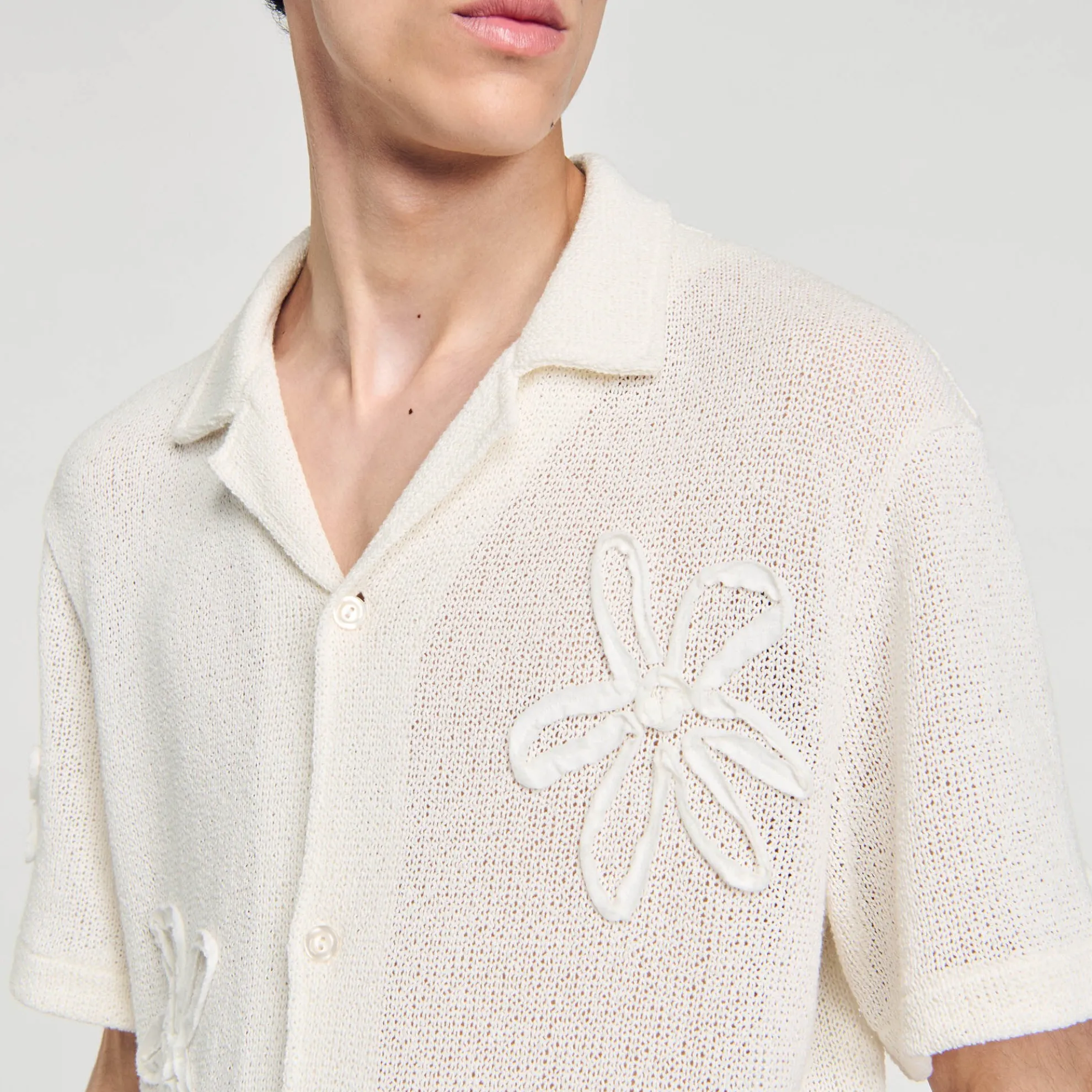 Overhemd Gebreid Met Bloemmotief