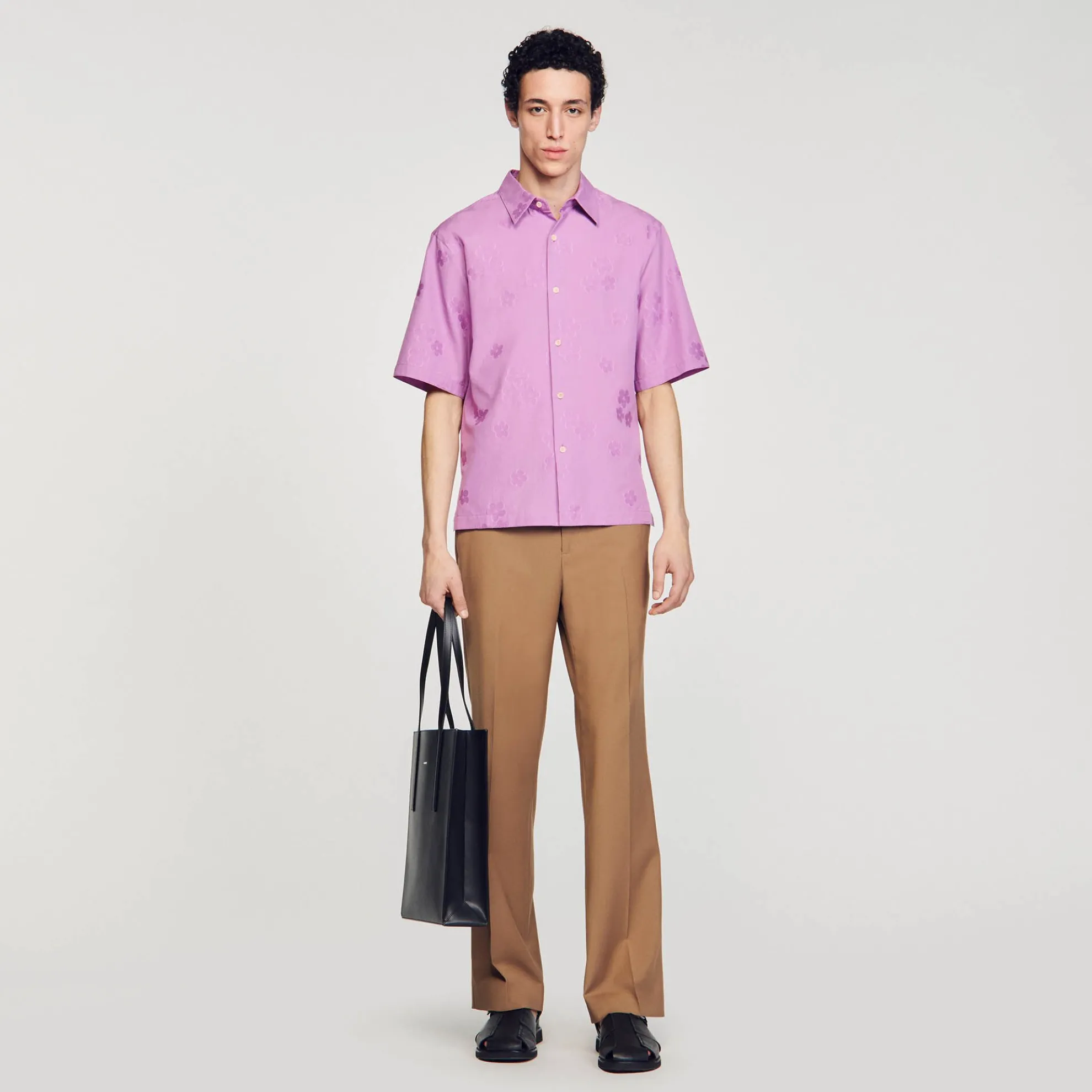 Overhemd Oversized Jacquard Bloemmotief