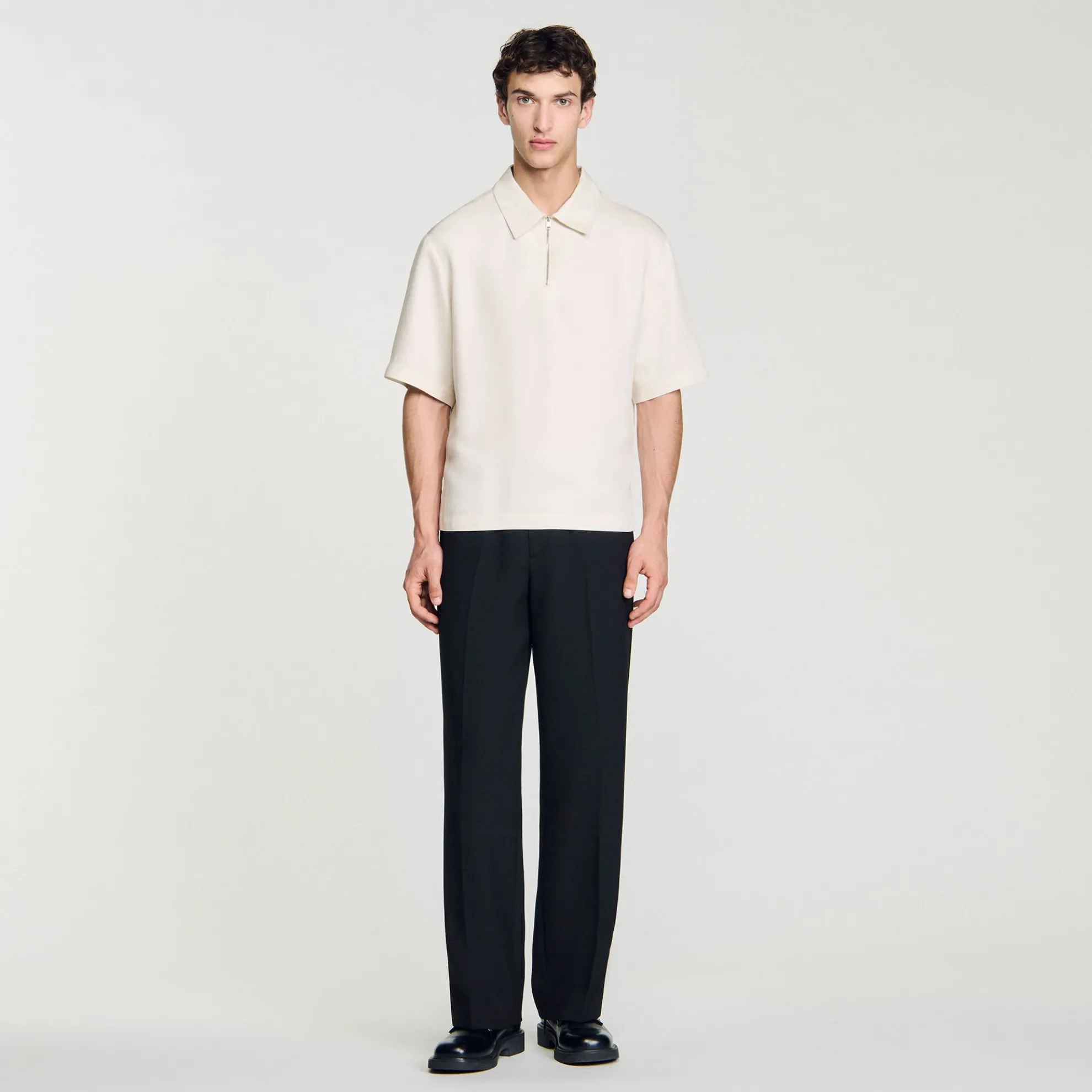 Overhemd Soepelvallend Met Ritskraag