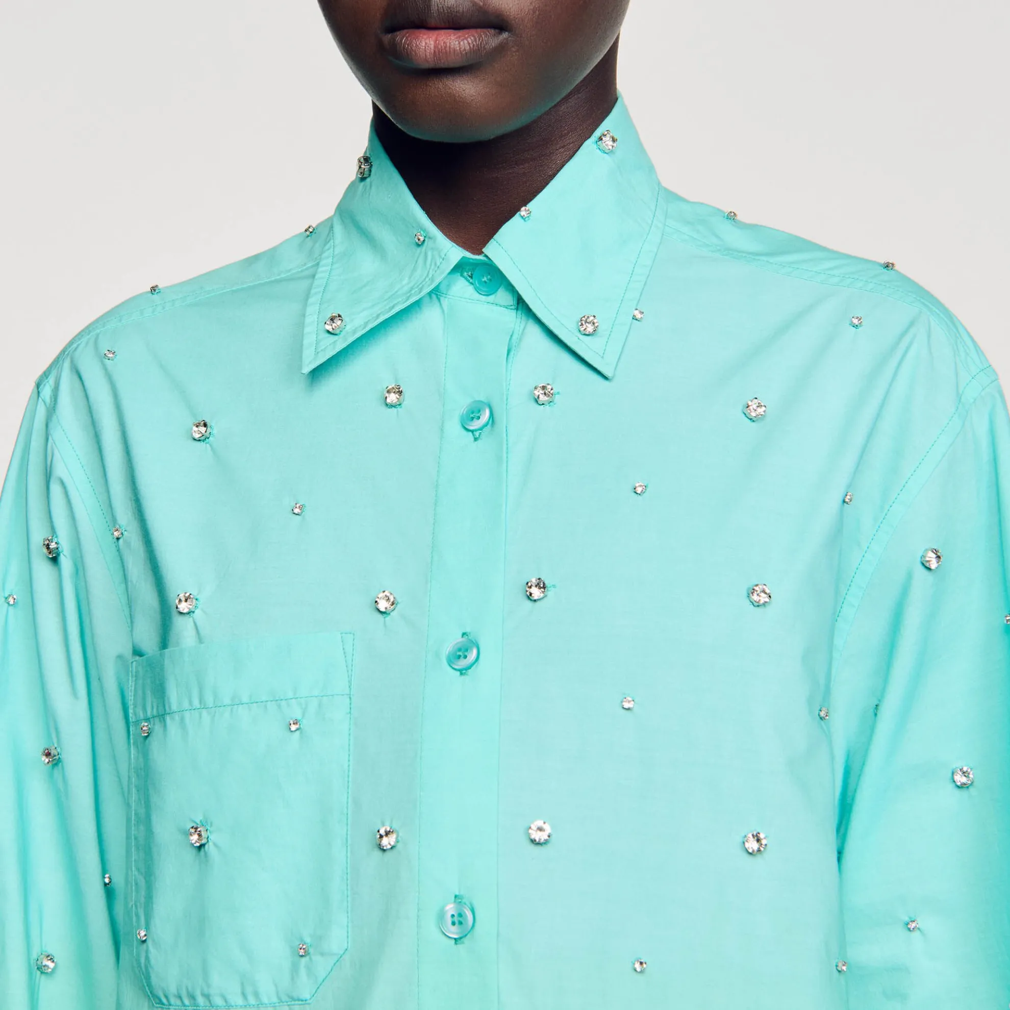 Overhemdblouse Dip Dye Met Stras