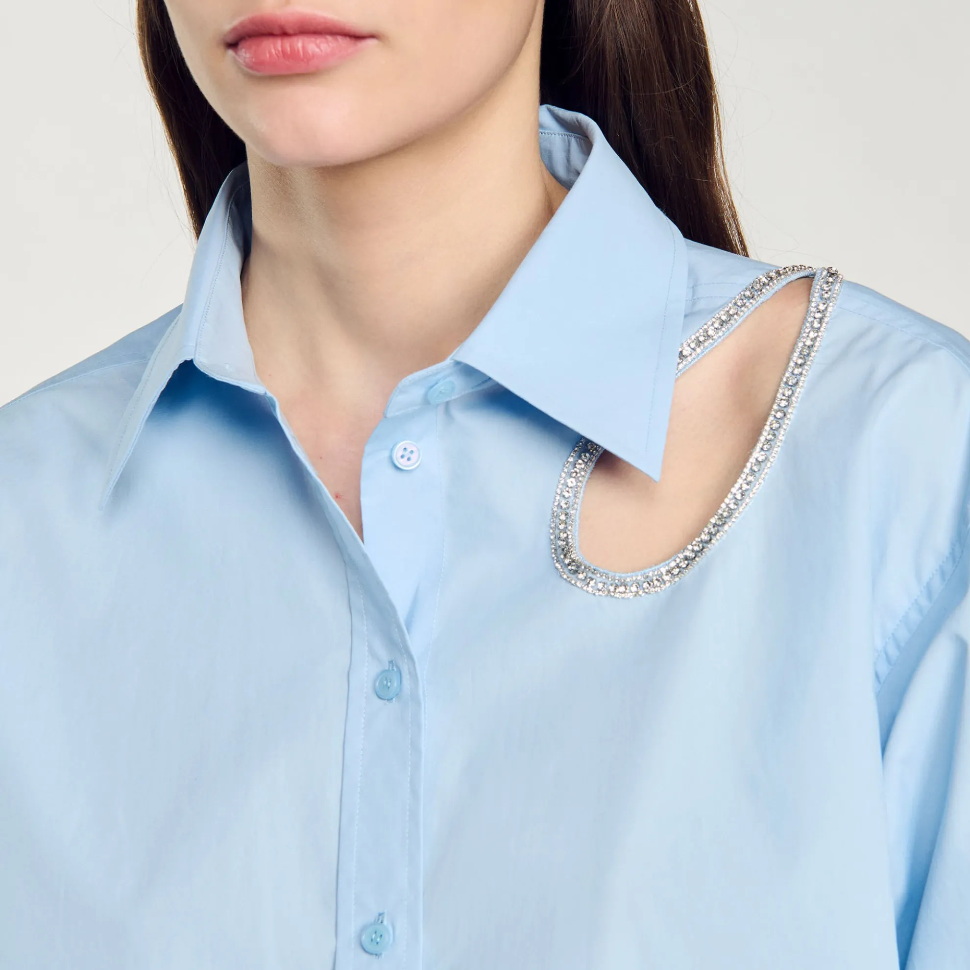 Overhemdblouse Druppelvorm Stras