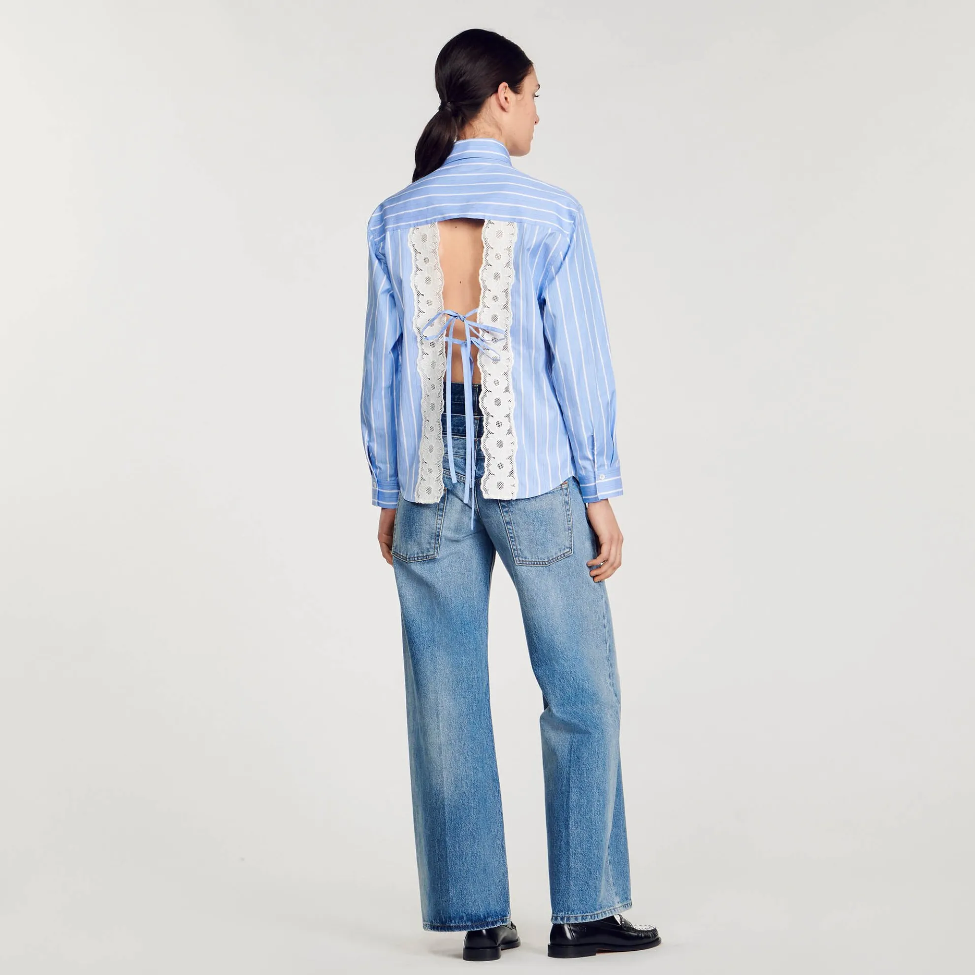 Overhemdblouse Gestreept Open Rug Kant