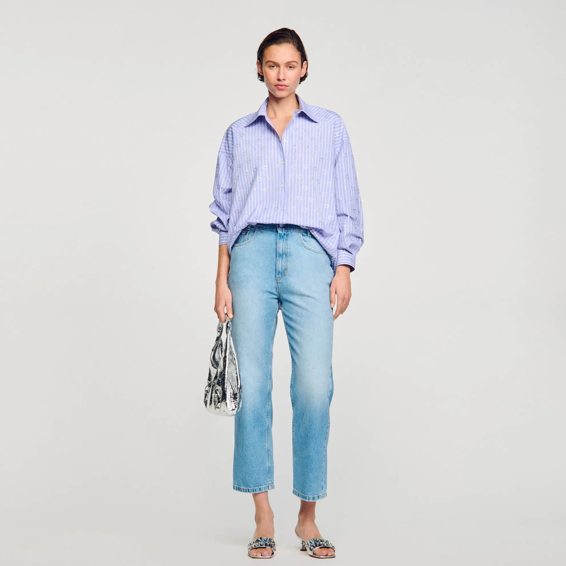 Overhemdblouse Met Stras Hartjes