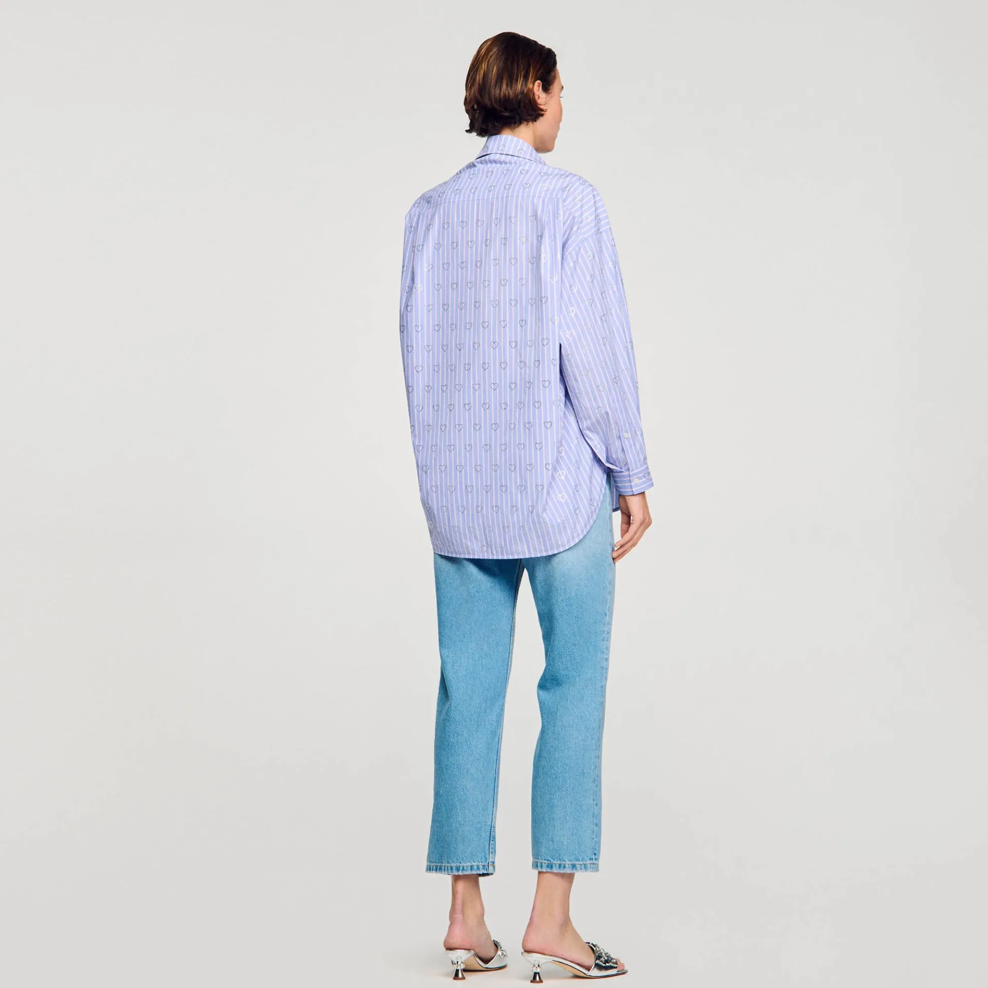 Overhemdblouse Met Stras Hartjes