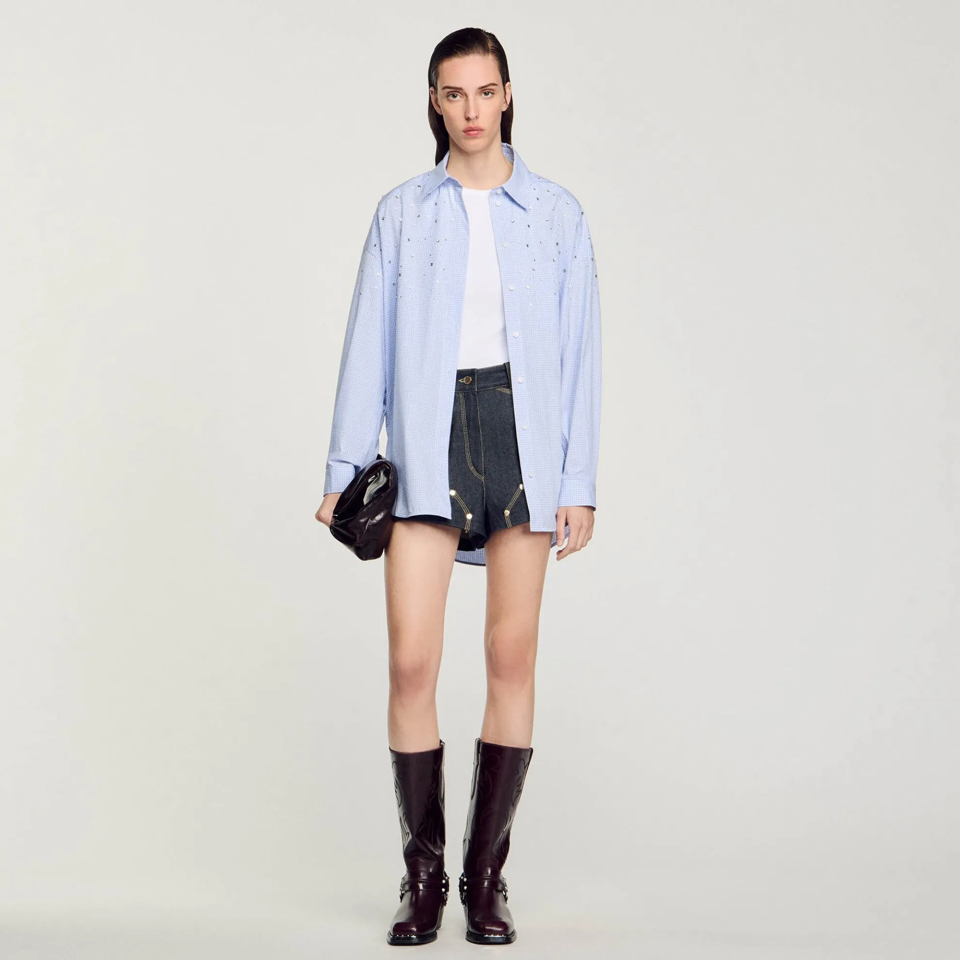 Overhemdblouse Ruit Met Studs