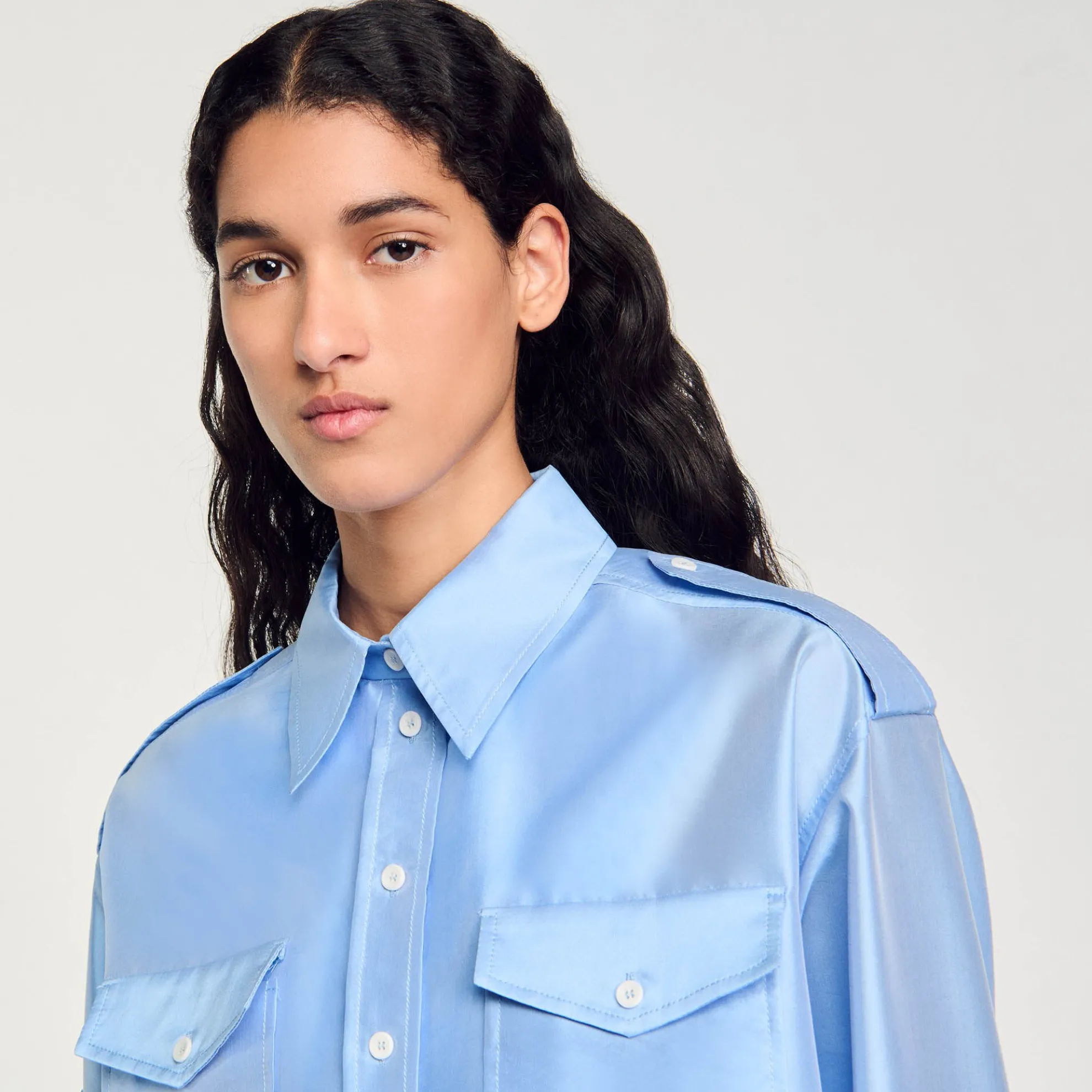 Overhemdblouse Wijd Satijn