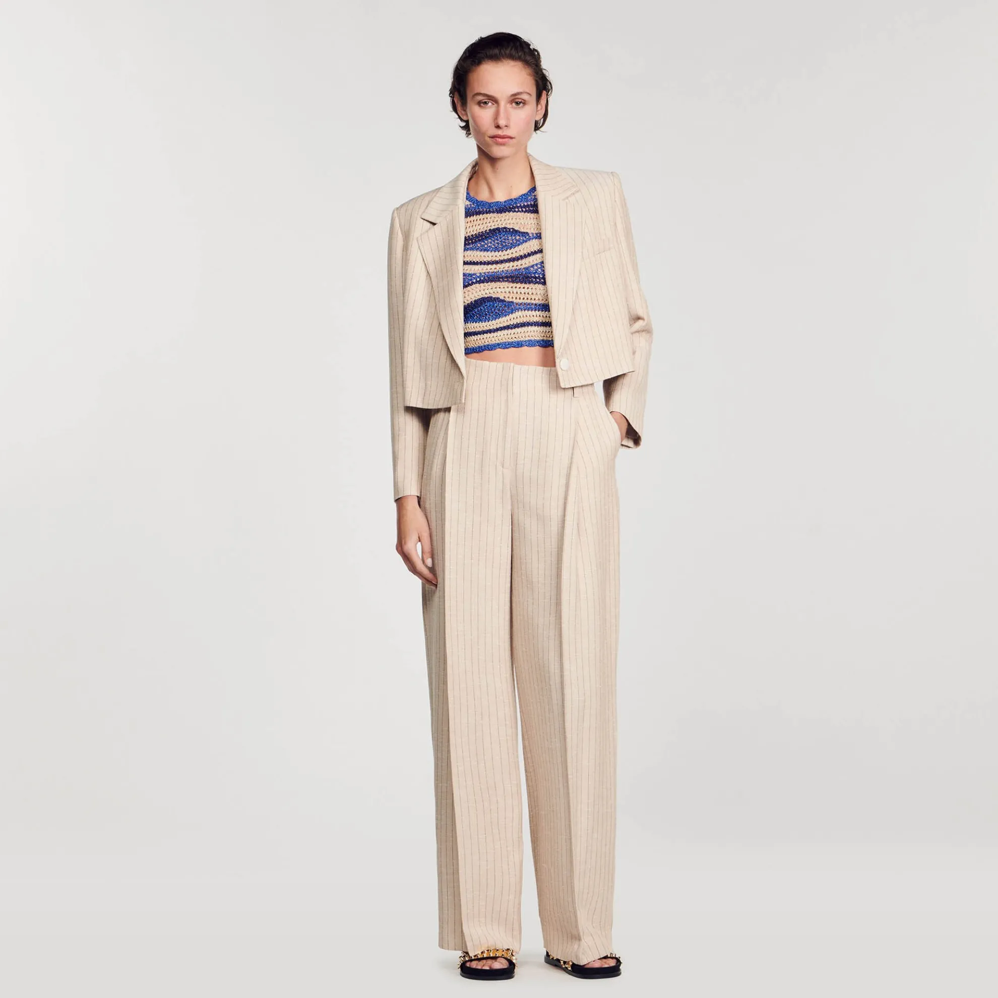 Pantalon Soepel En Wijdvallend Gestreept