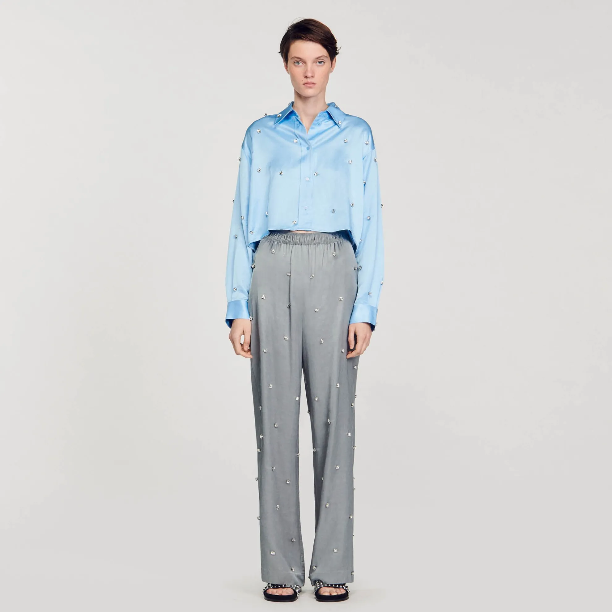 Pantalon Van Linnen Met Stras