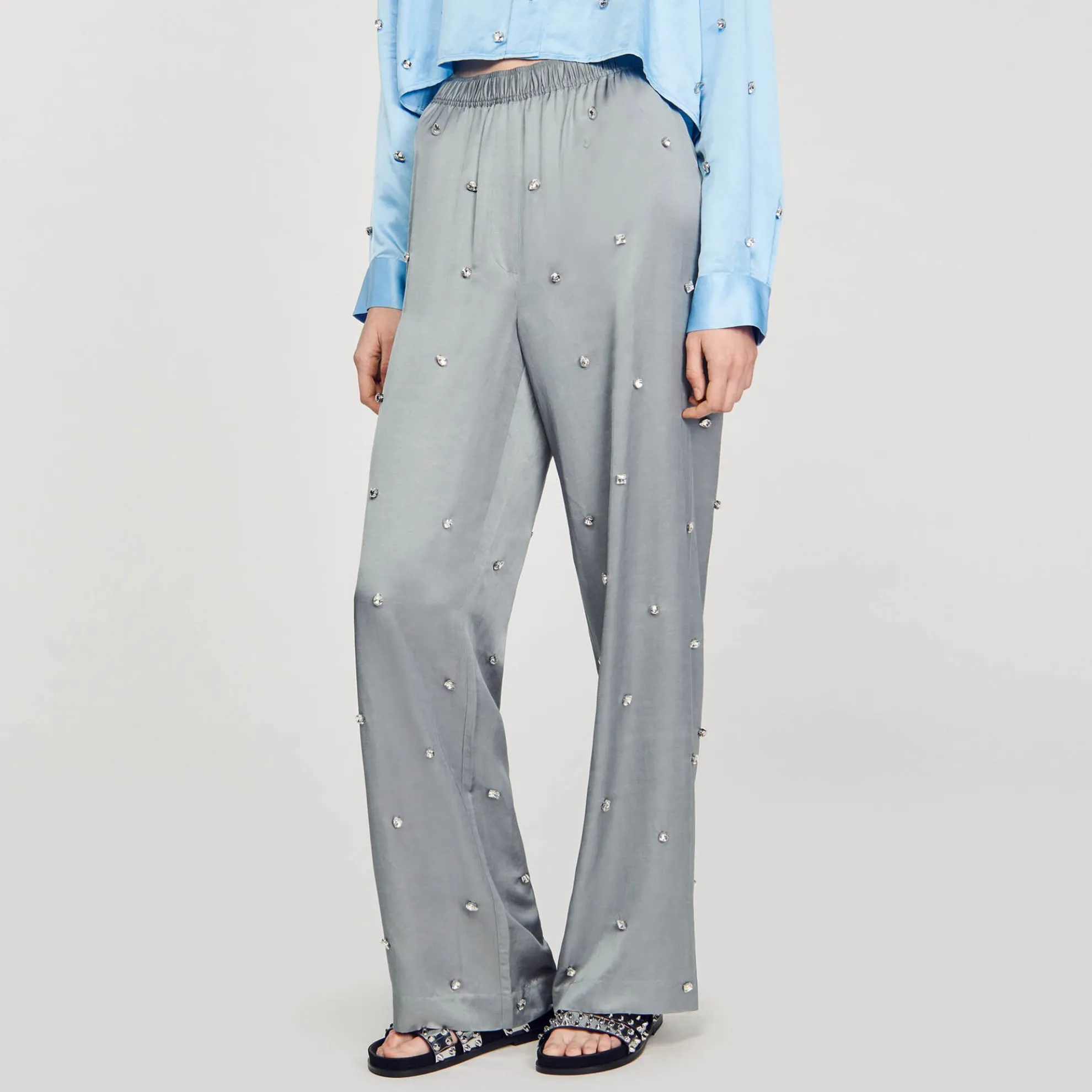 Pantalon Van Linnen Met Stras